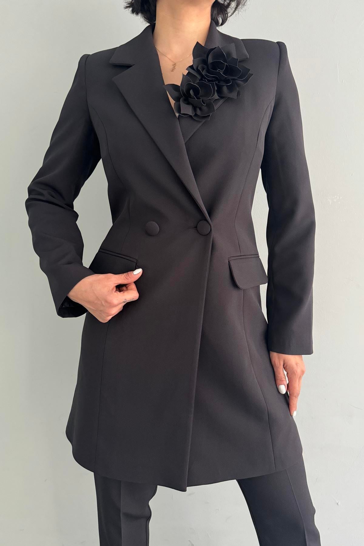 ÇİÇEK BRONŞLU PANTOLONLU TAKIM