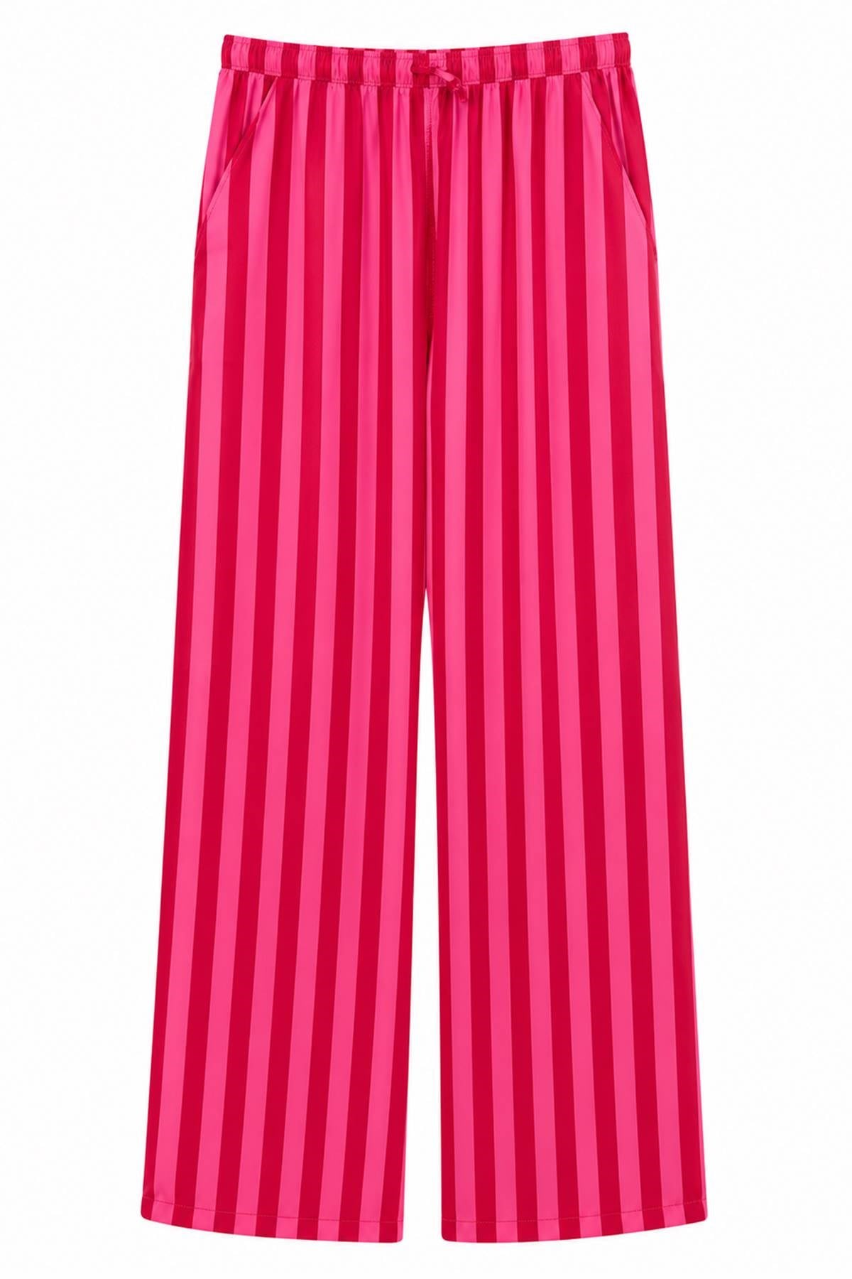 ÇİZGİ DETAY PEPLUM BLUZ PANTOLON TAKIM