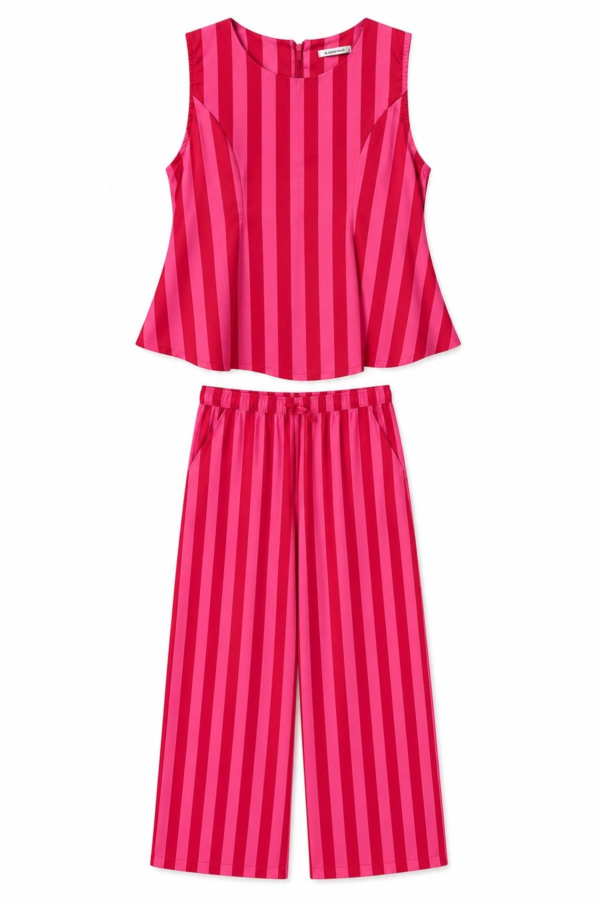 ÇİZGİ DETAY PEPLUM BLUZ PANTOLON TAKIM