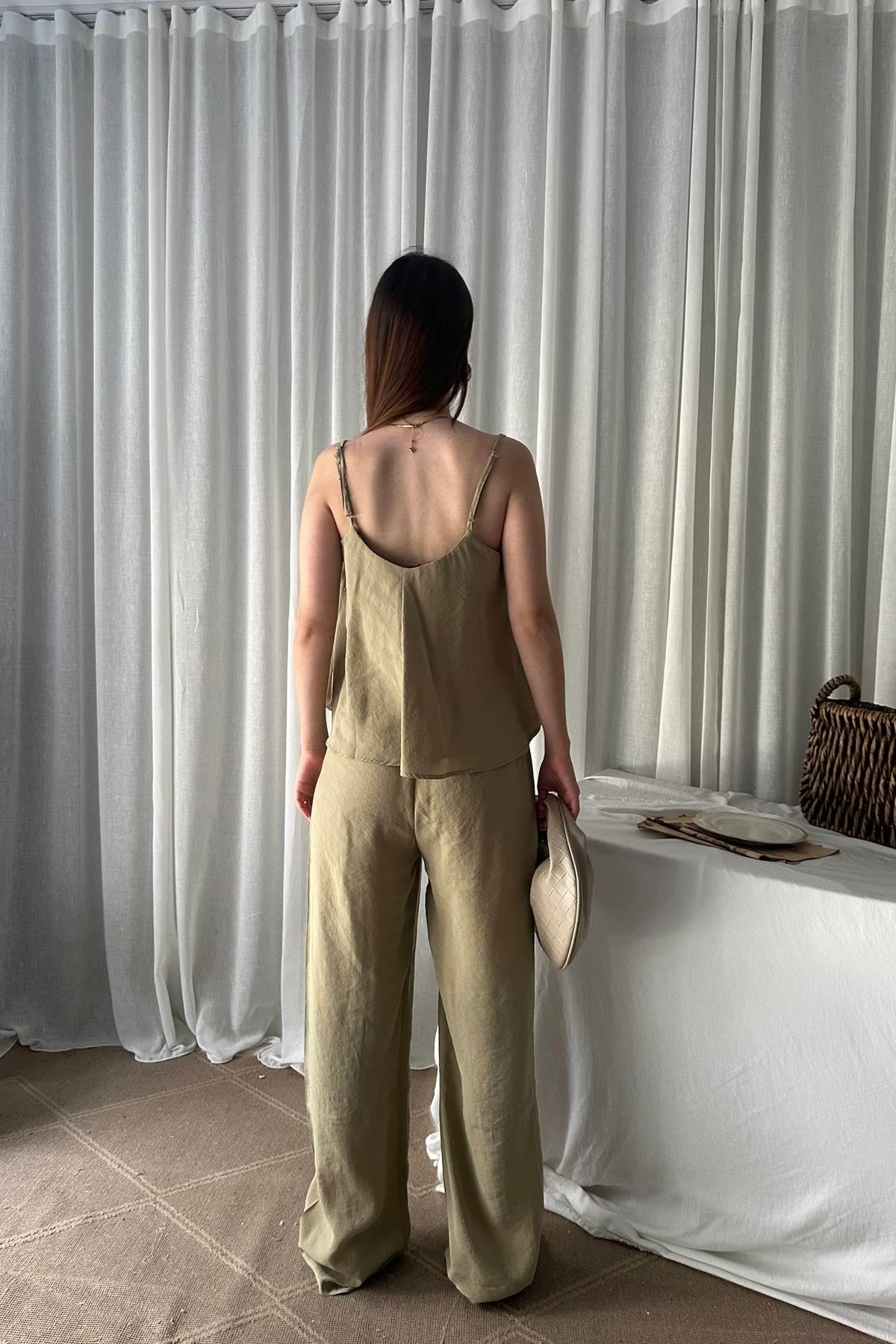 İP ASKILI BLUZ PANTOLON TAKIM