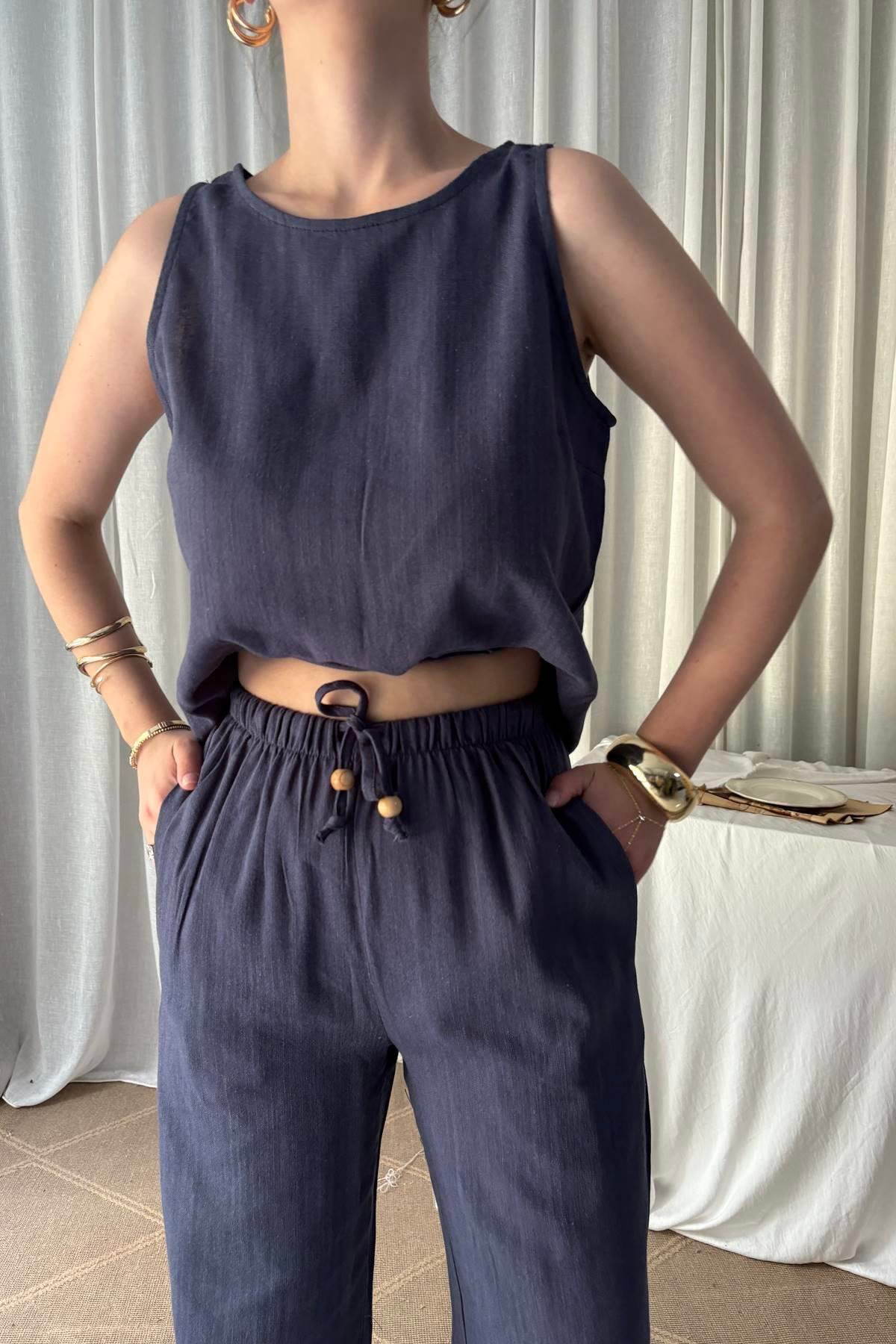 KETEN BLUZ PANTOLON TAKIM