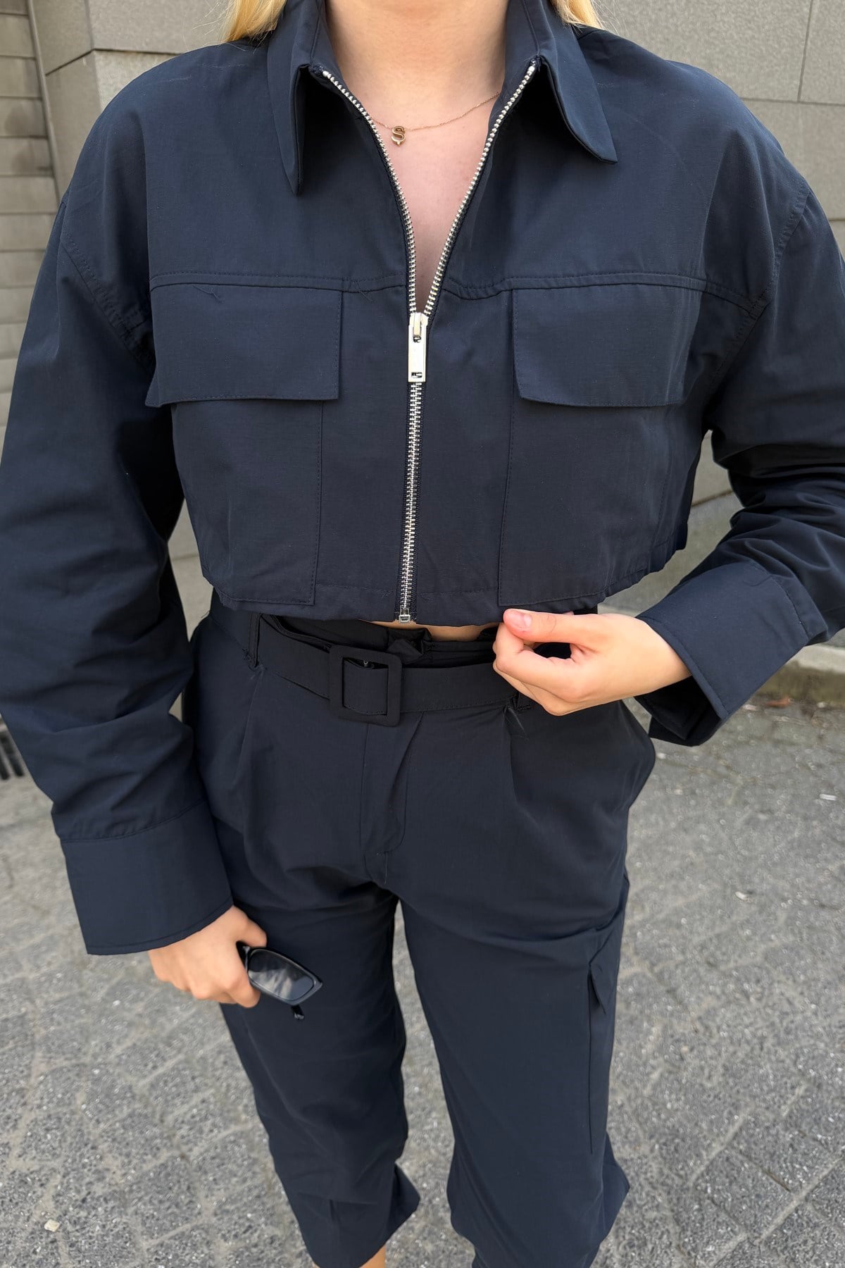 PARAŞÜT KUMAŞ CROP MONT PANTOLON TAKIM