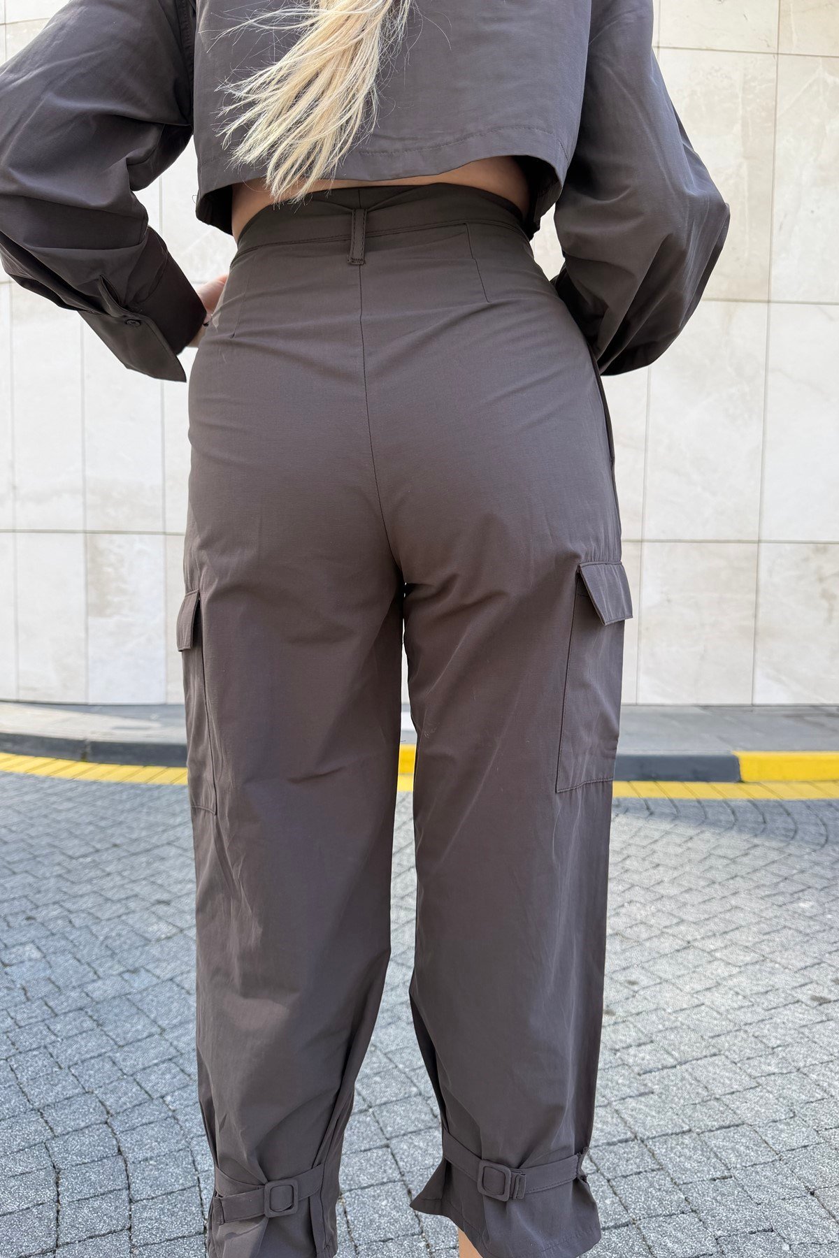 PARAŞÜT KUMAŞ CROP MONT PANTOLON TAKIM