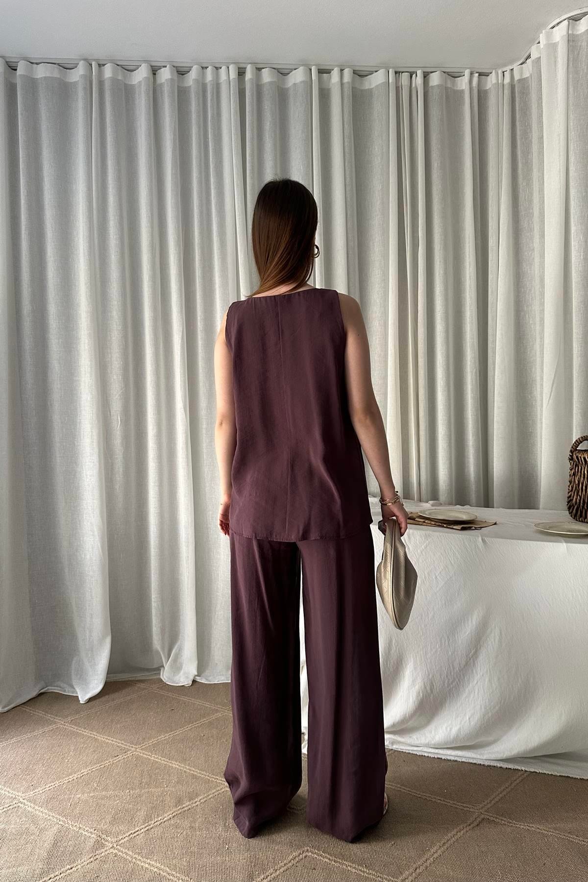 V YAKA TENCEL PANTOLONLU TAKIM