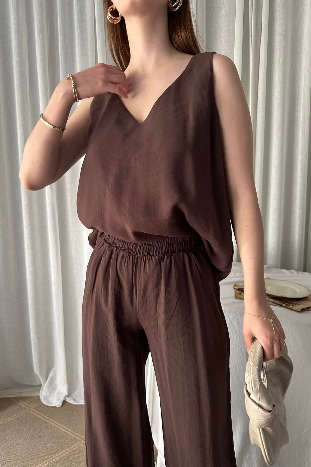 V YAKA TENCEL PANTOLONLU TAKIM