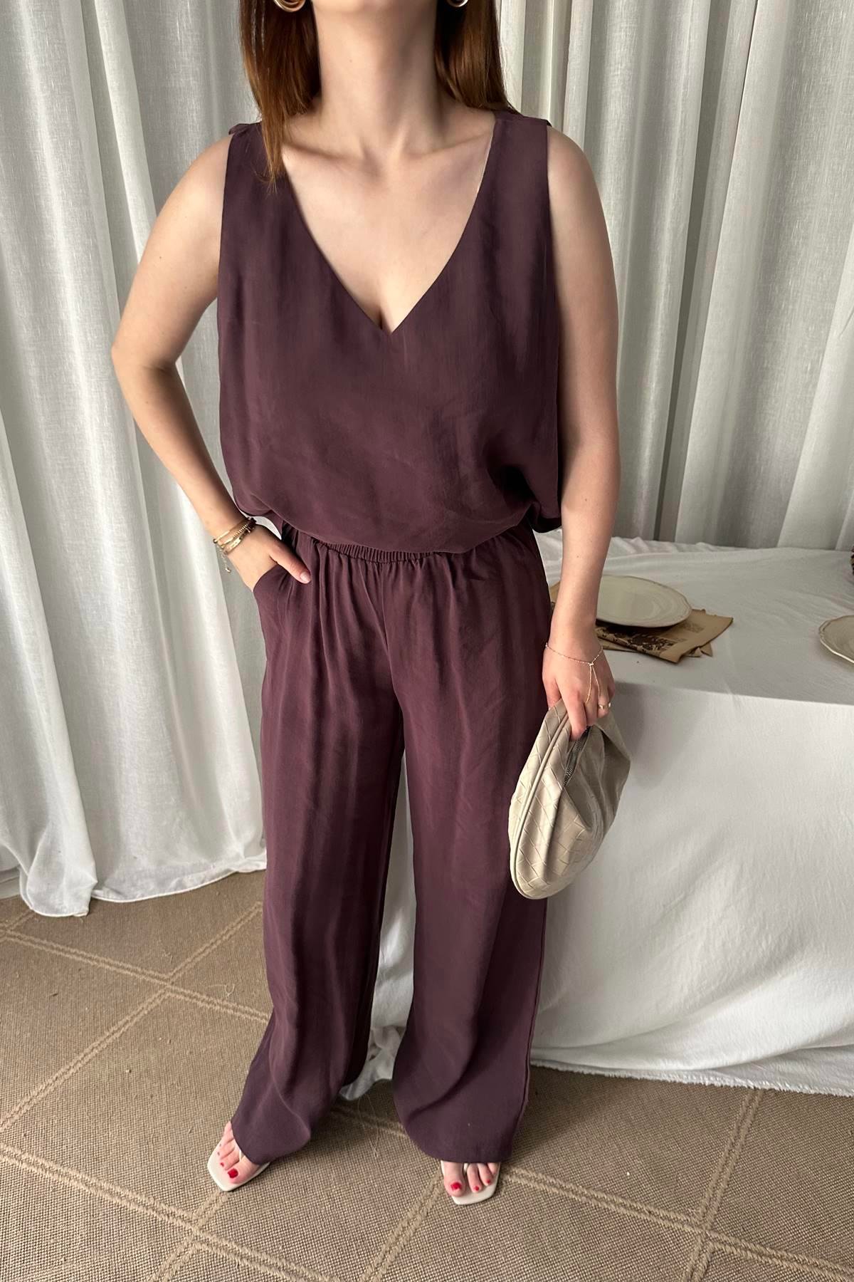 V YAKA TENCEL PANTOLONLU TAKIM