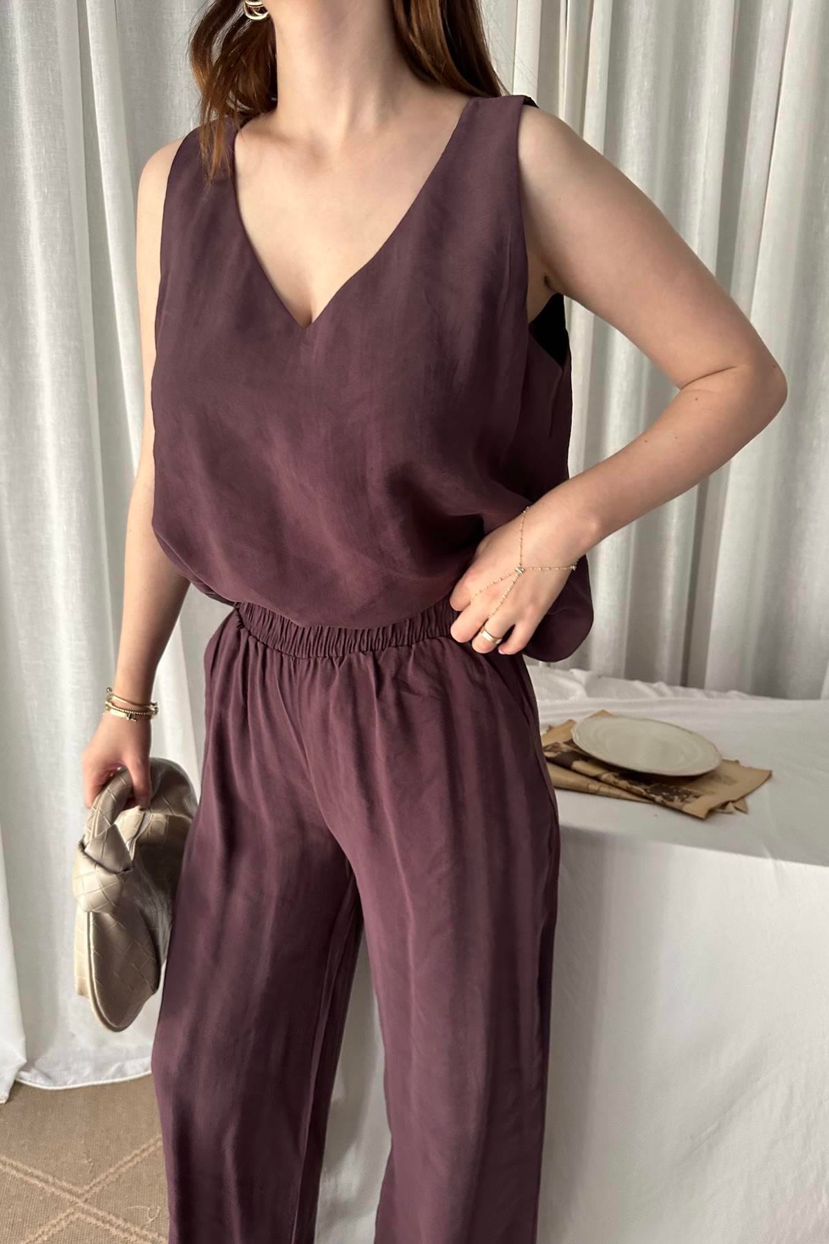 V YAKA TENCEL PANTOLONLU TAKIM