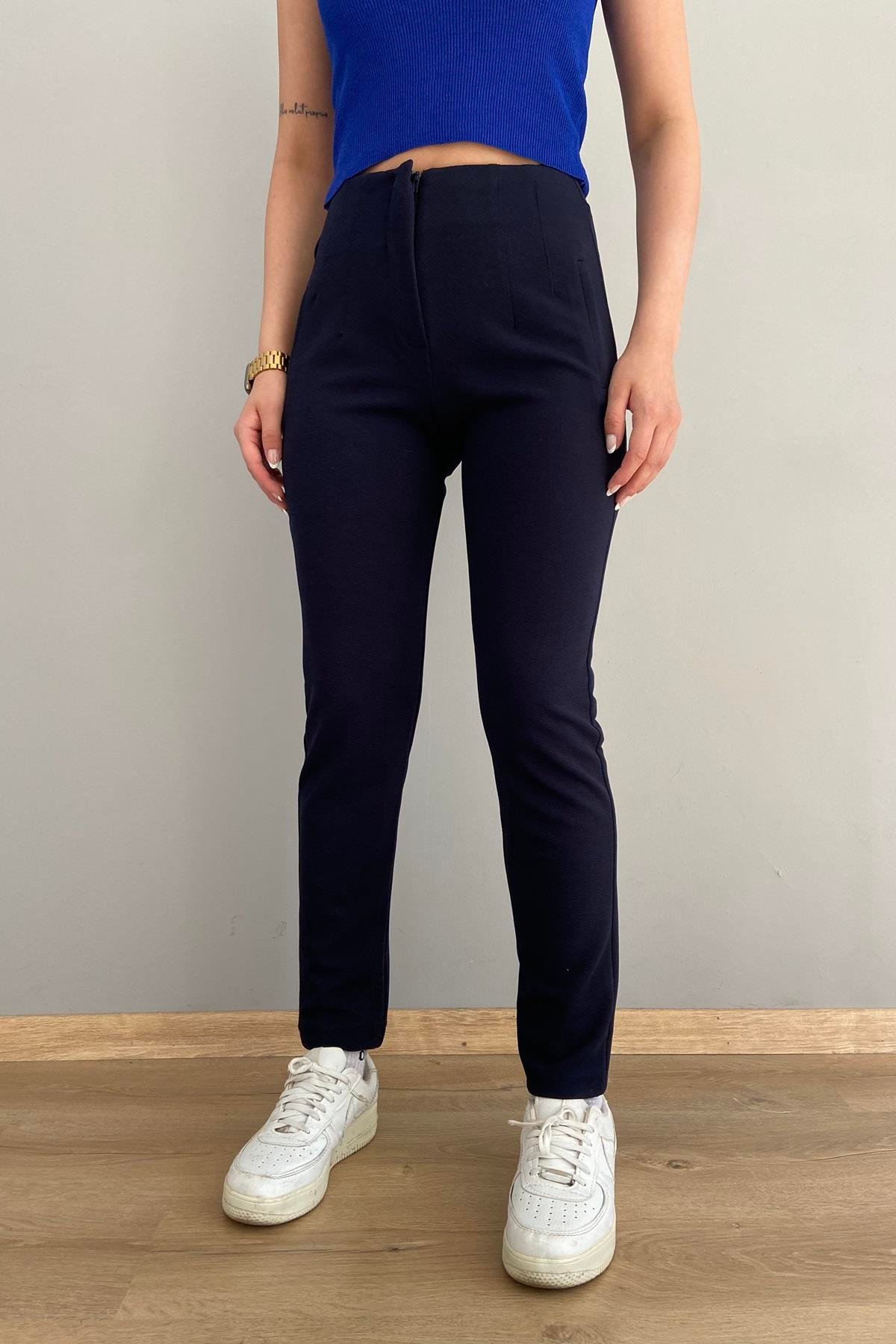 NERVÜRLÜ CREP FUL LİKRA PANTOLON