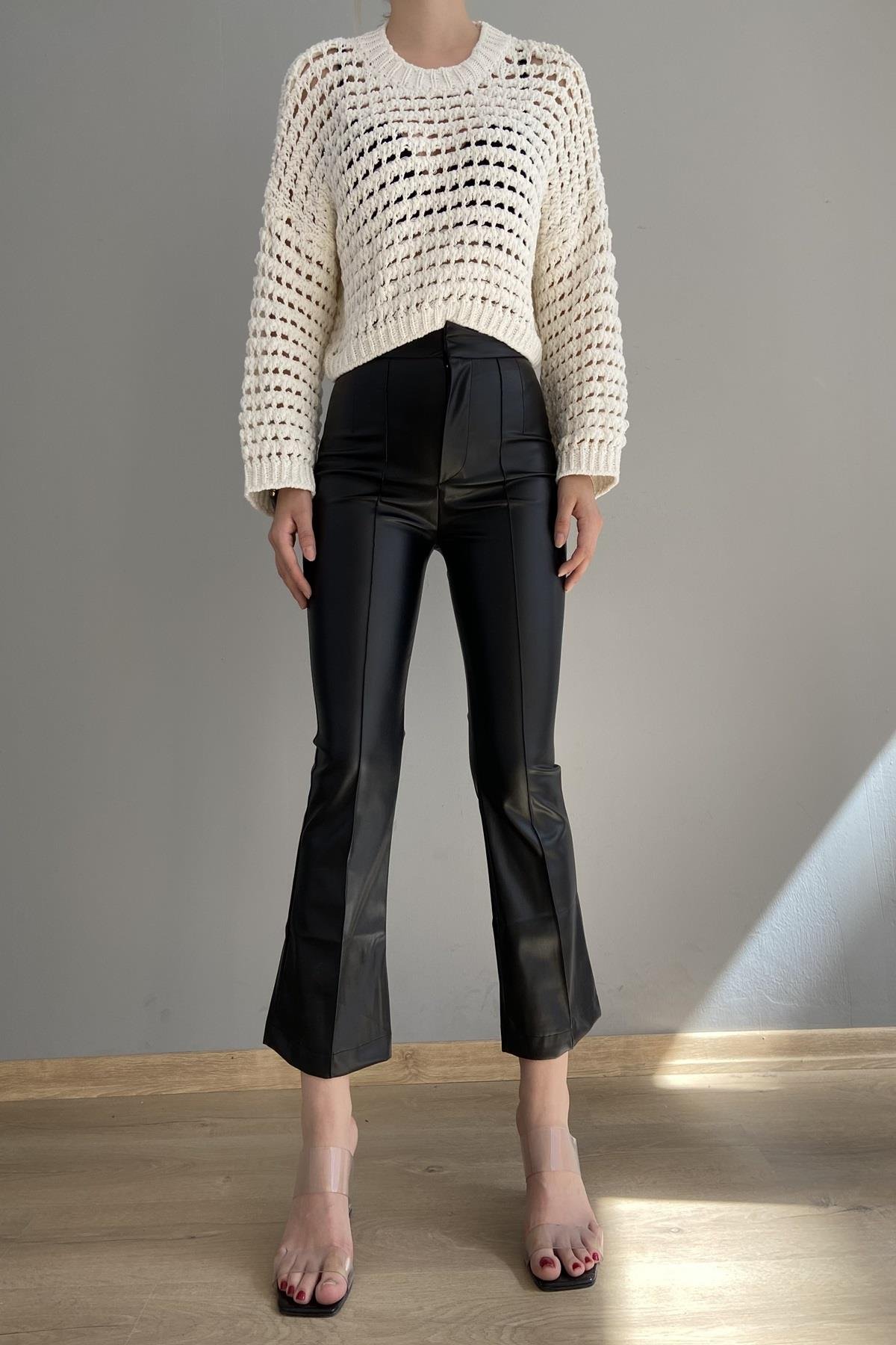 ÖN DİKİŞLİ DERİ PANTALON