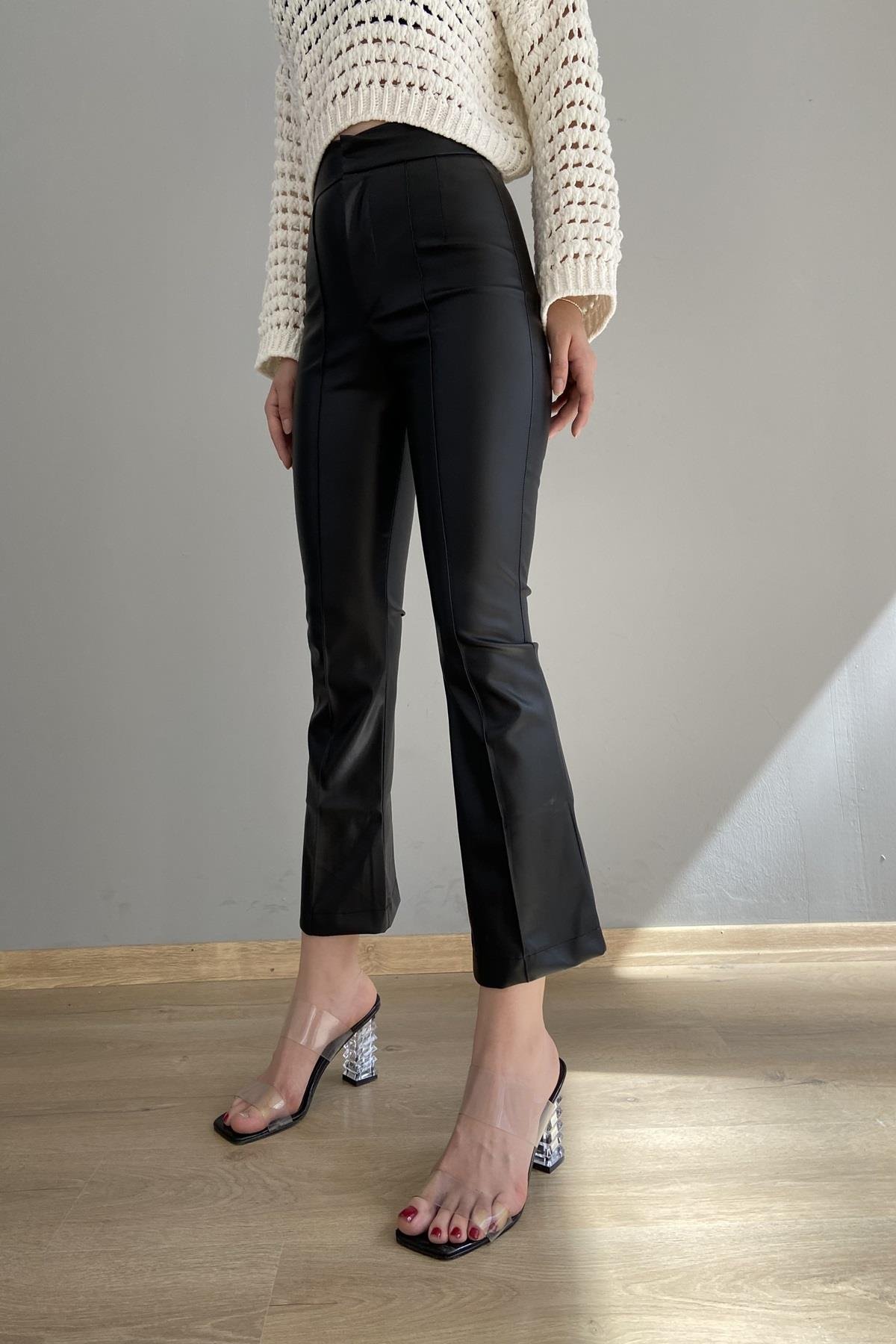 ÖN DİKİŞLİ DERİ PANTALON