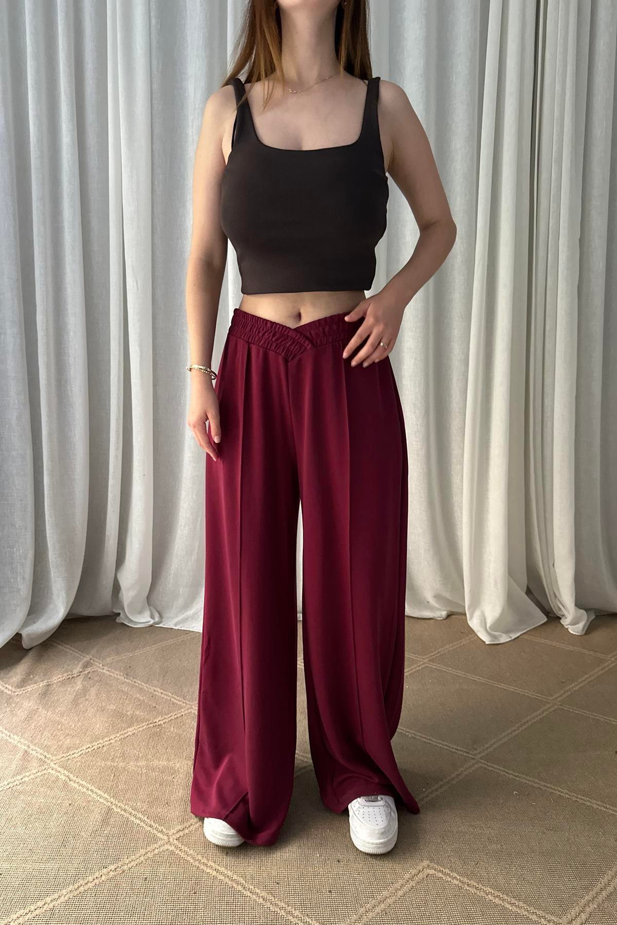 ÖN ÜÇGEN BEL DETAY ÖRME PANTOLON