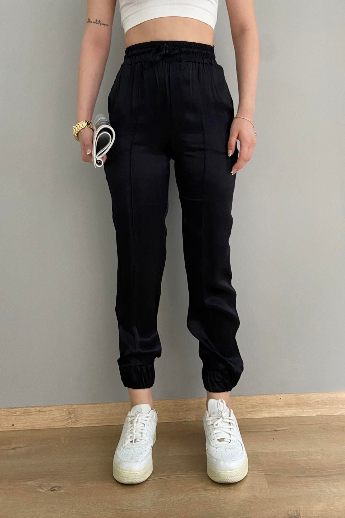 PAÇA LASTİKLİ SATEN PANTOLON