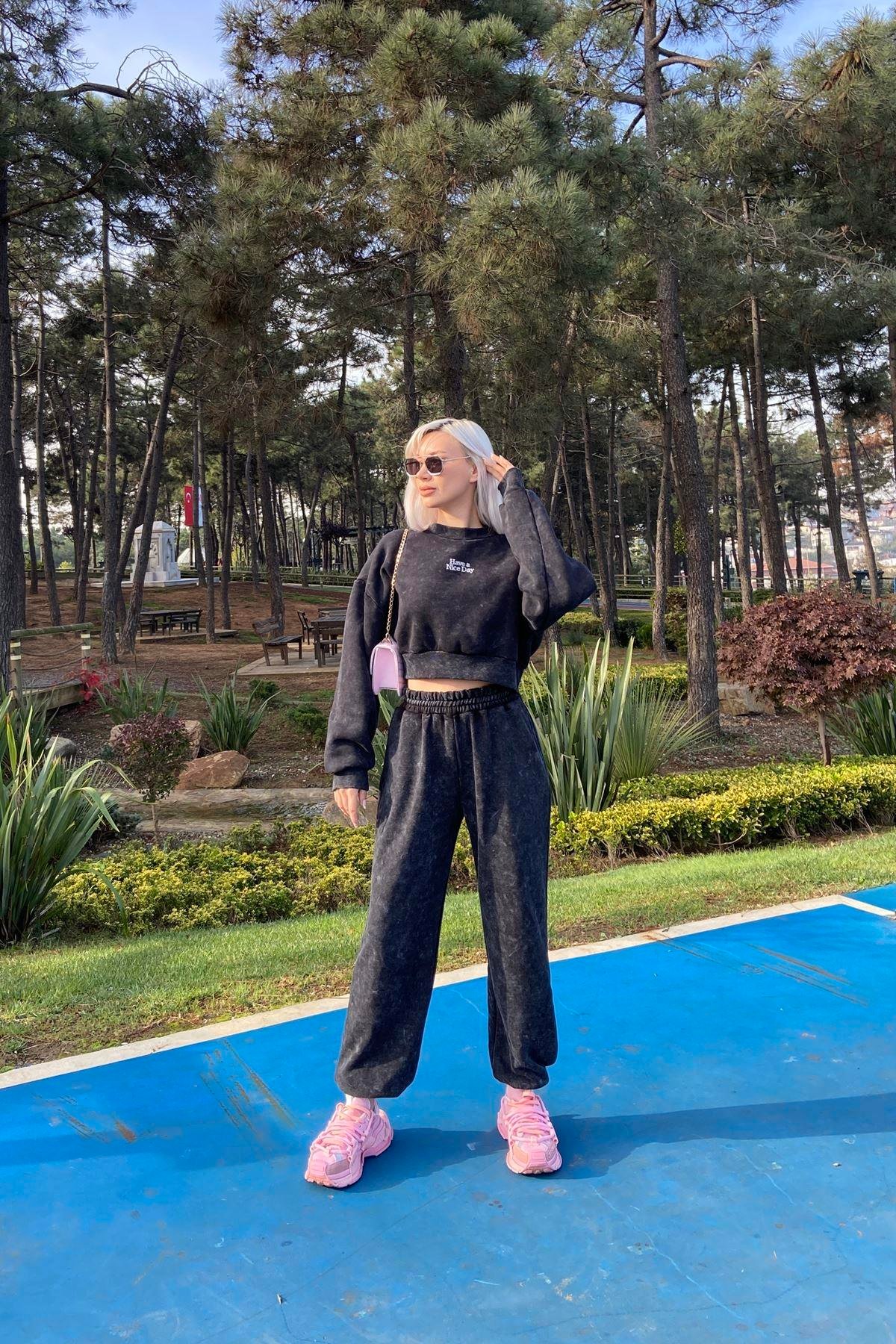 PAÇA LASTİKLİ YIKAMALI PANTOLON