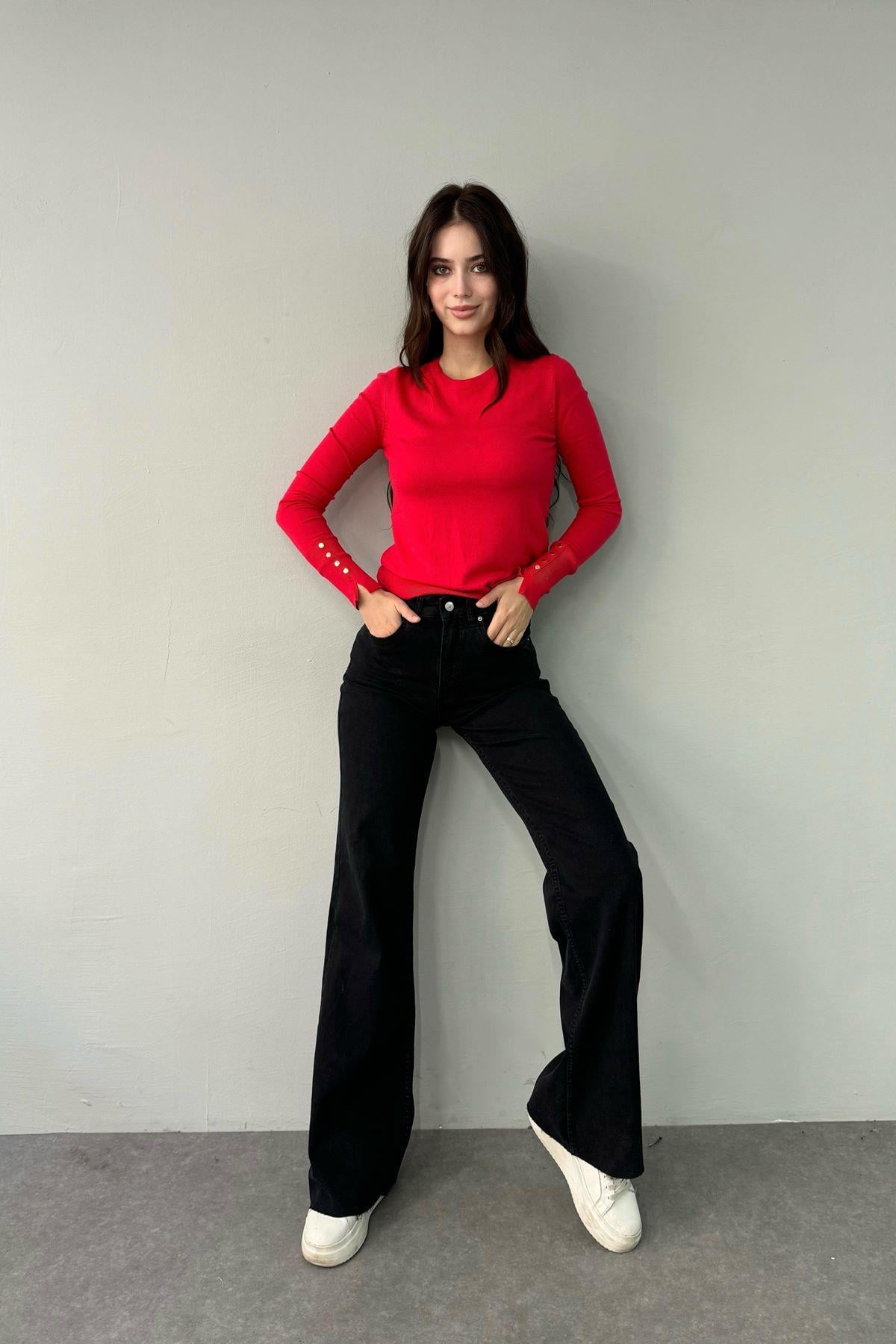 PAÇA UCU DİKİŞSİZ KOT PANTOLON