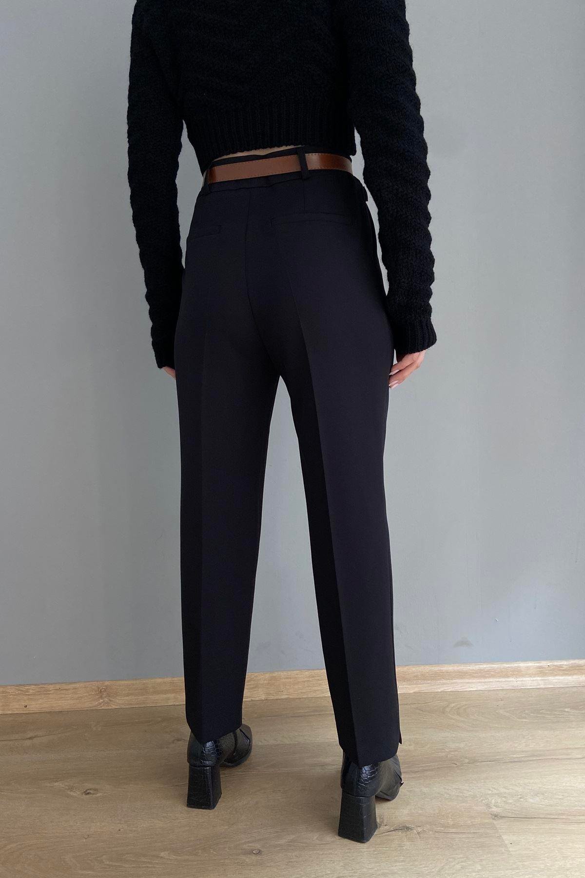 PAÇA YIRTMAÇLI KEMERLİ PANTALON