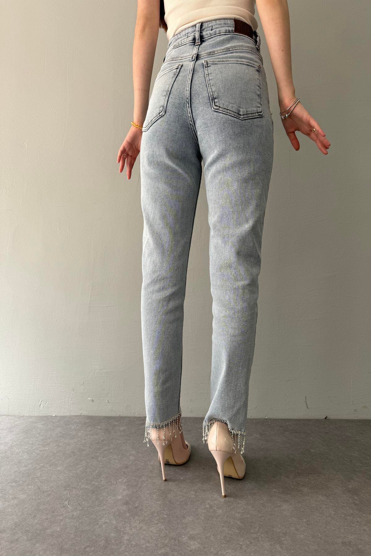 PAÇASI TAŞLI DİKİŞSİZ MOM PANTOLON