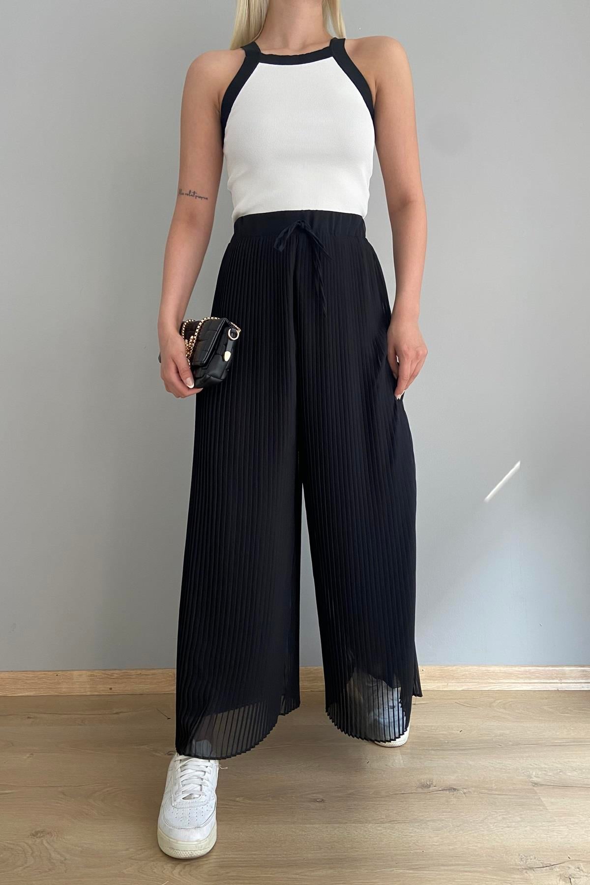 PİLİSELİ ŞİFON PANTALON