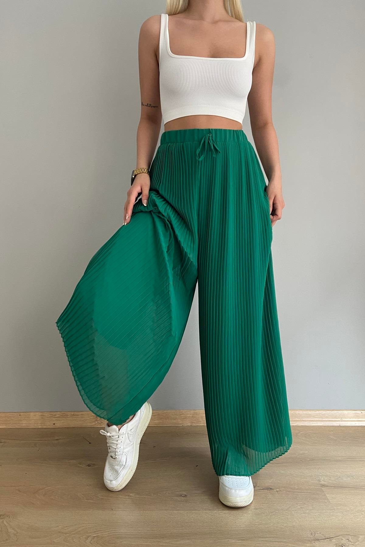 PİLİSELİ ŞİFON PANTALON