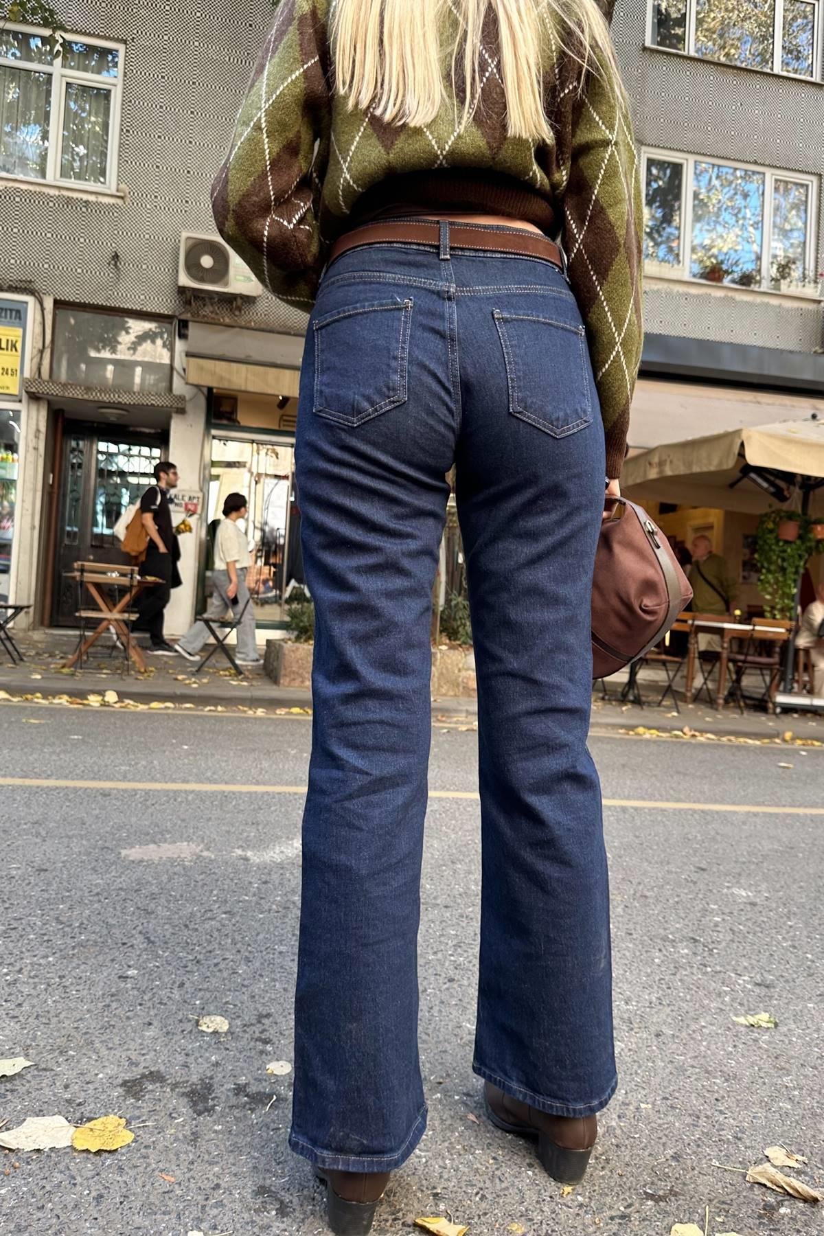RİNS YIKAMA KEMERLİ KOT PANTOLON
