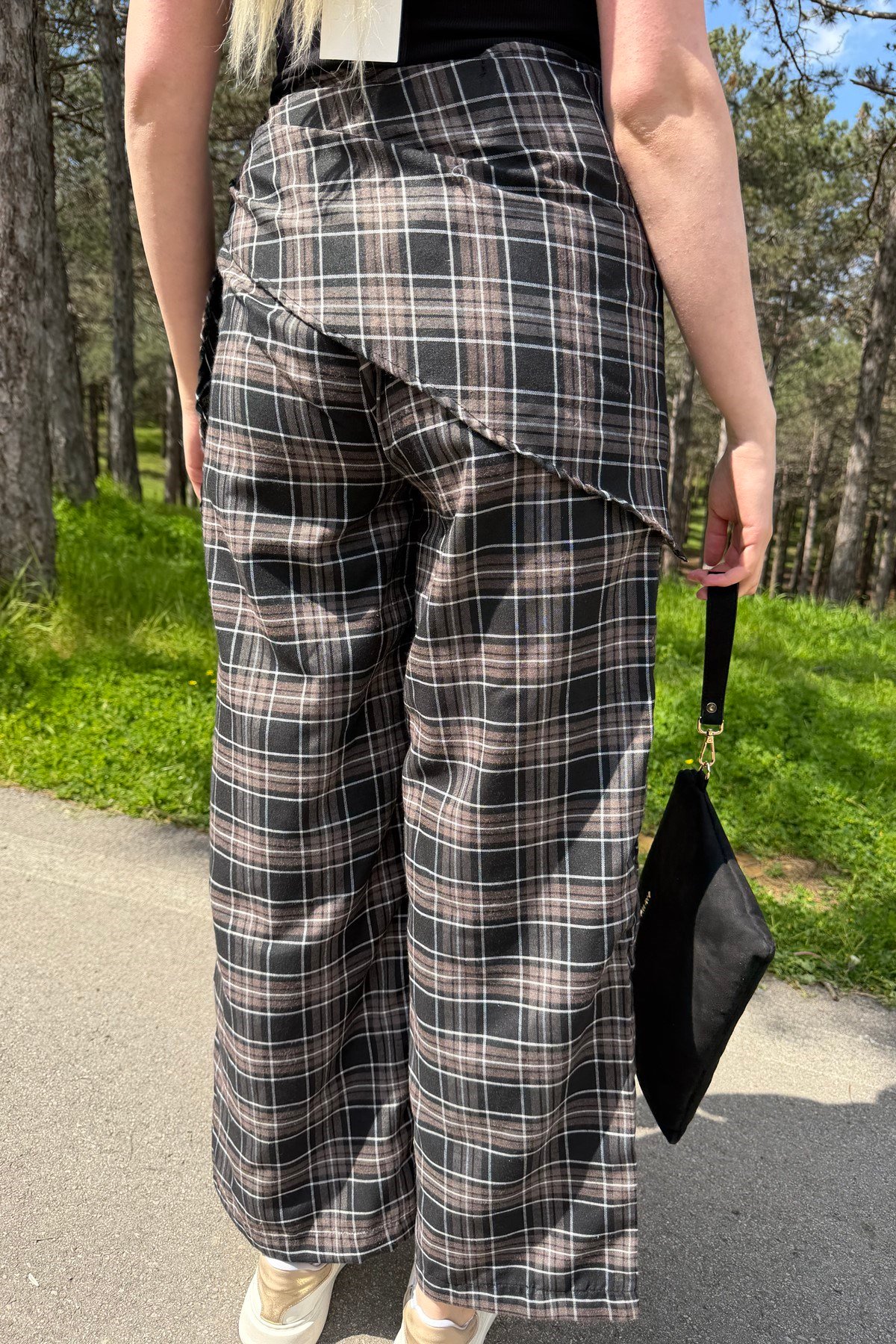 ŞAL DETAY EKOSE PANTOLON