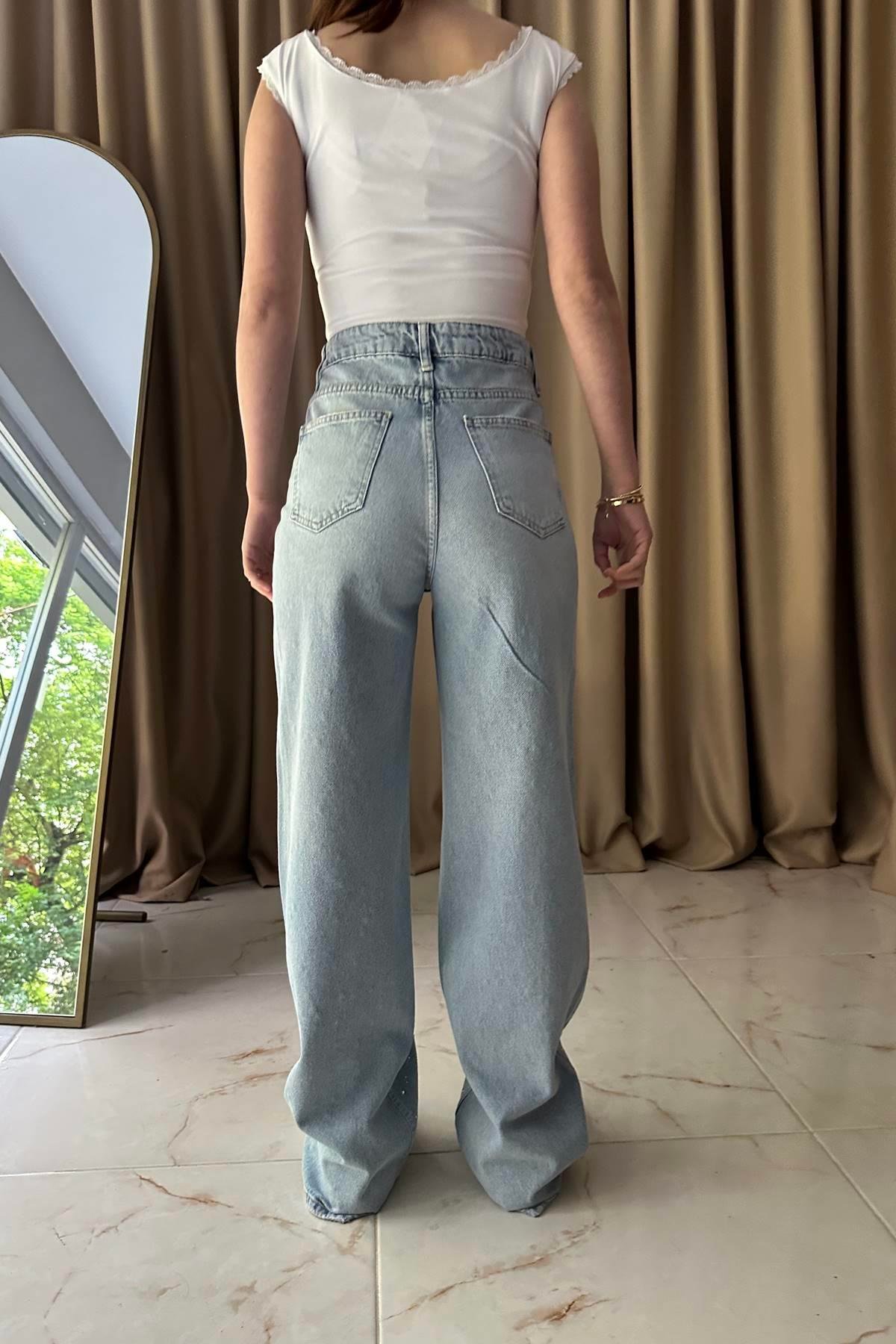TAŞ DETAYLI KOT PANTOLON