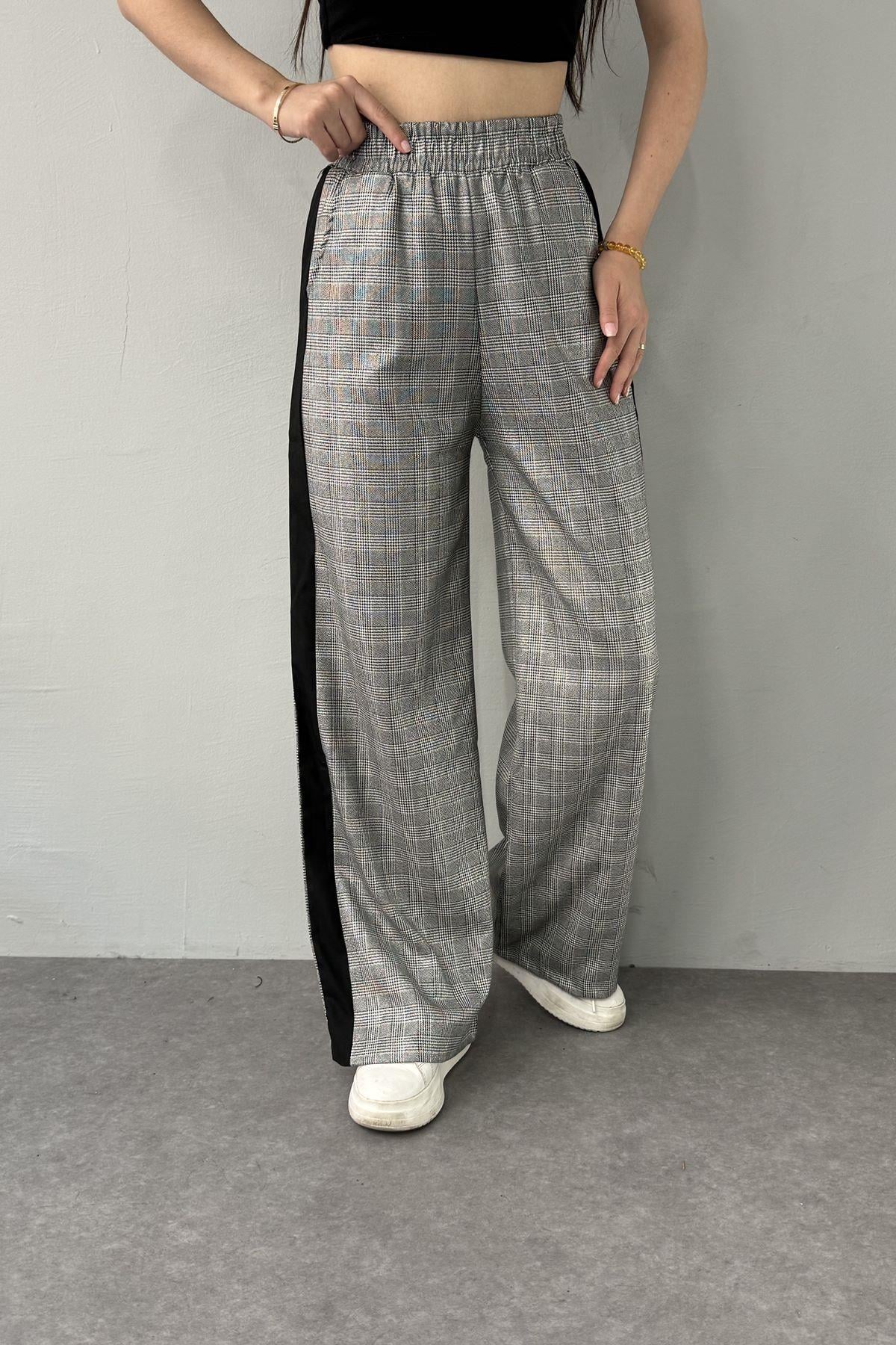 YAN ŞERİTLİ EKOSE PANTOLON