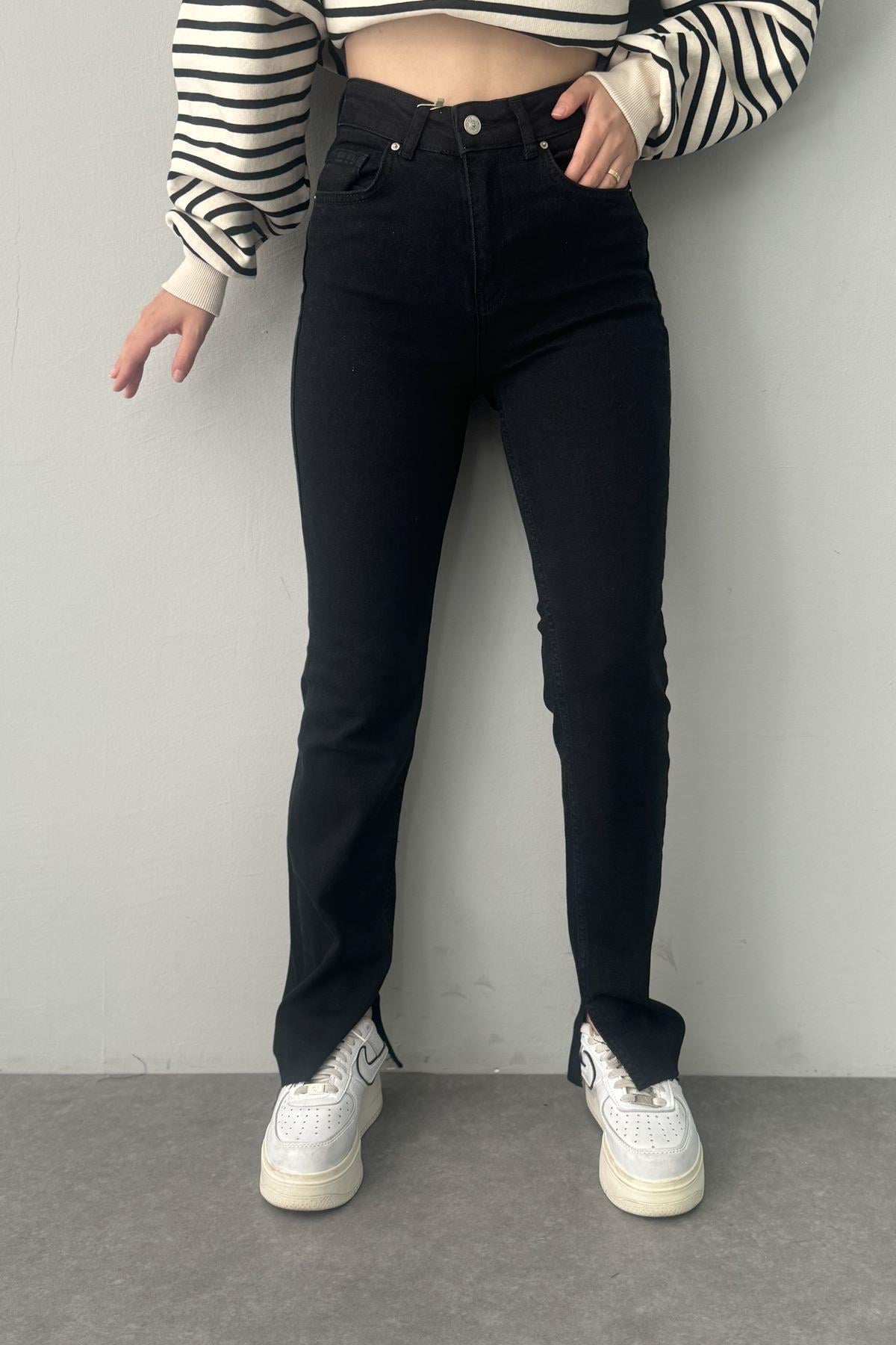 YAN YIRTMAÇLI LİKRALI PANTALON