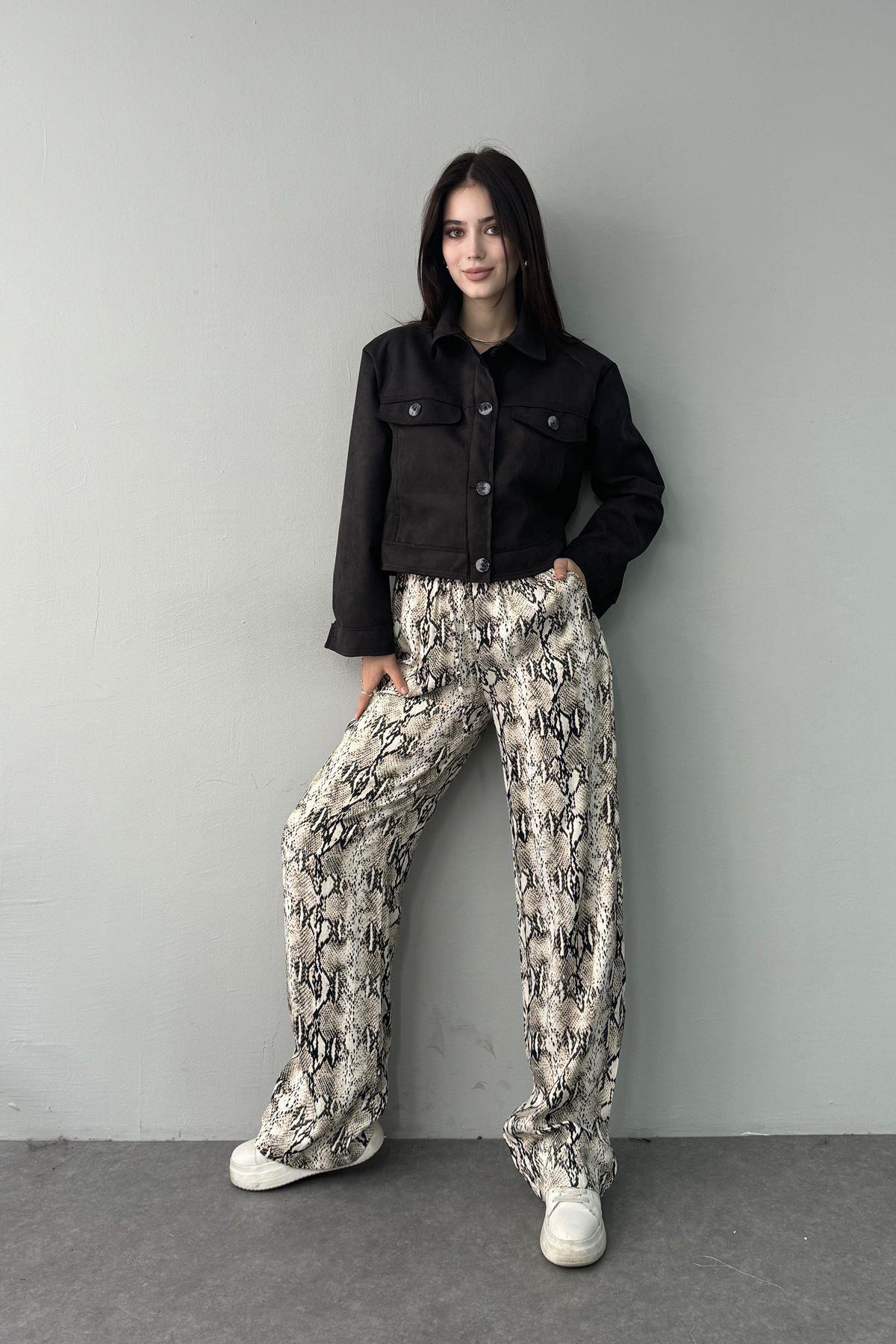 YILAN DESEN SATEN PANTOLON