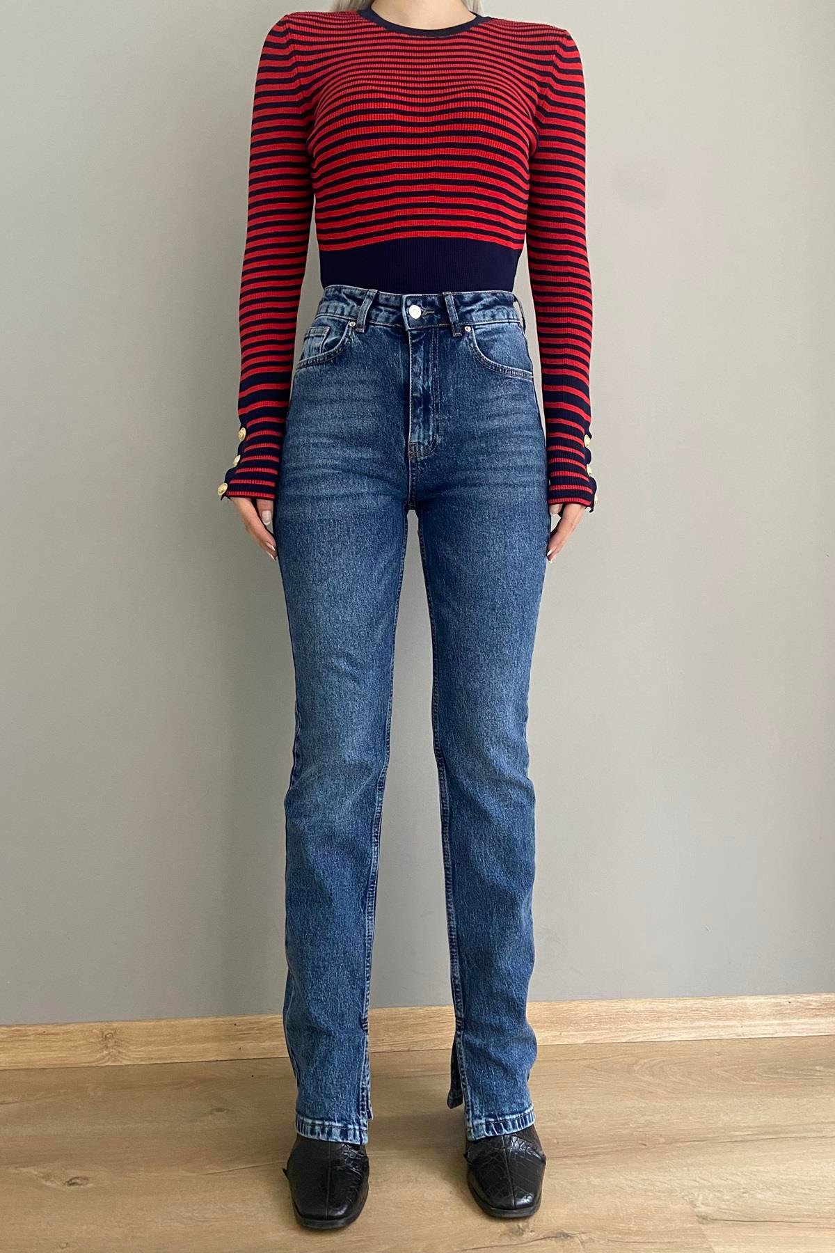 YIRTMAÇLI LİKRA BORU PAÇA PANTALON