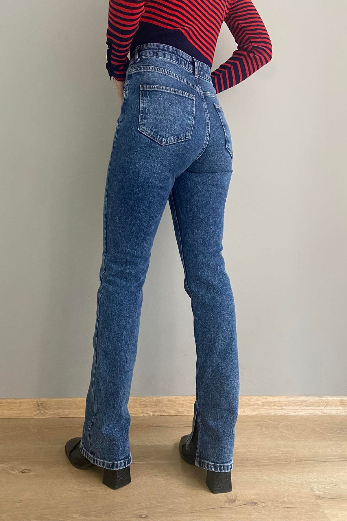 YIRTMAÇLI LİKRA BORU PAÇA PANTALON
