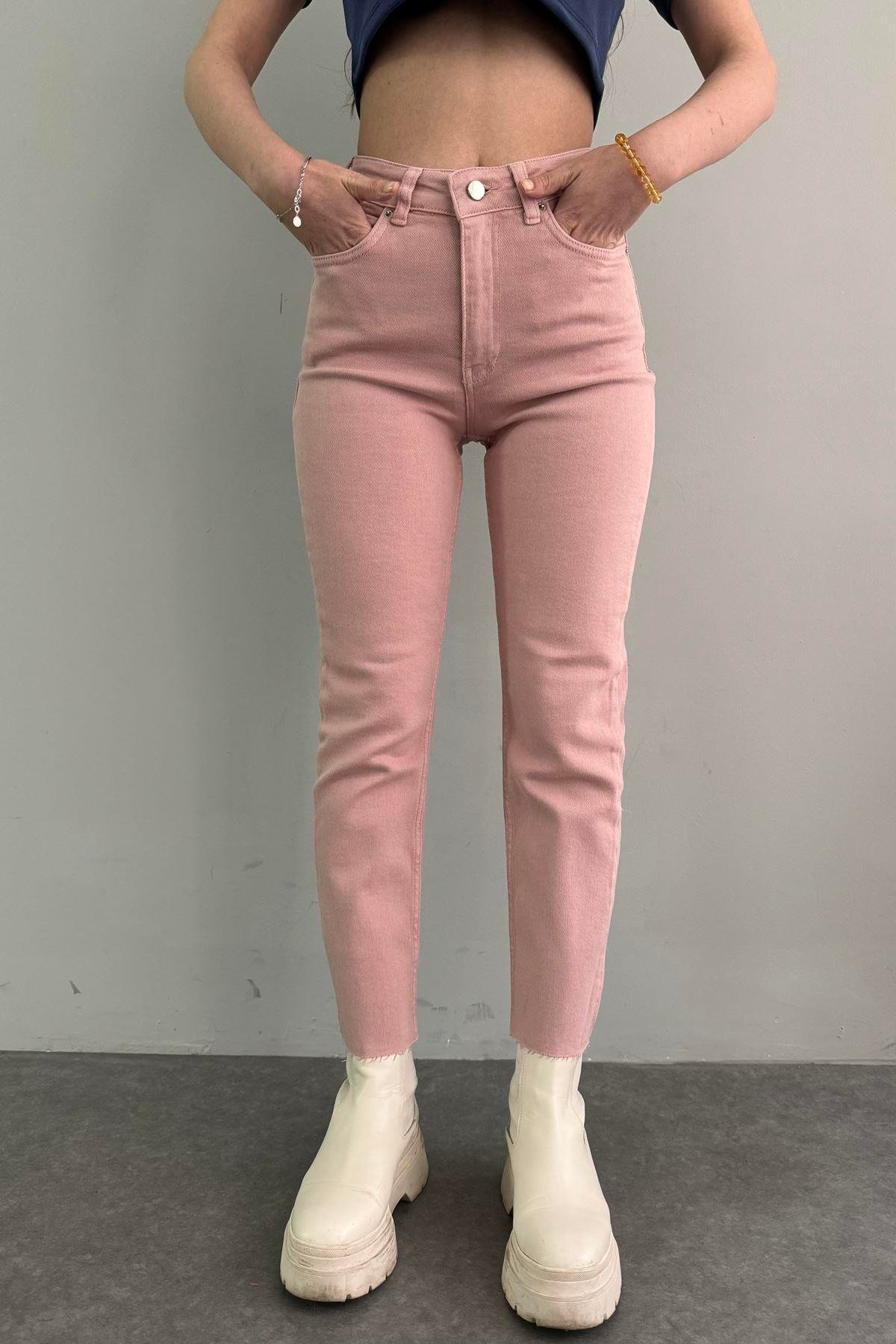YÜKSEK BEL DİKİŞSİZ PAÇA MOM PANTOLON