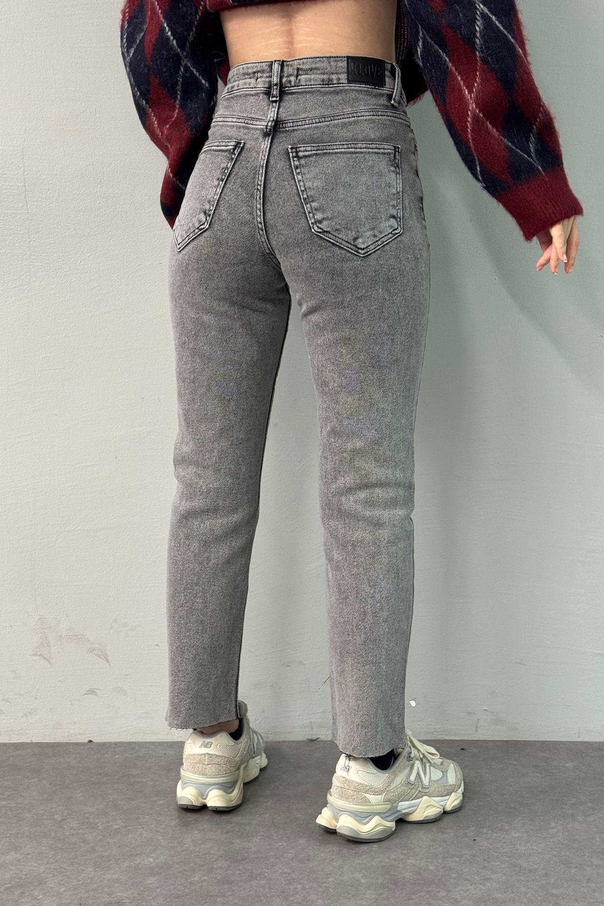 YÜKSEK BEL DİKİŞSİZ PAÇA MOM PANTOLON
