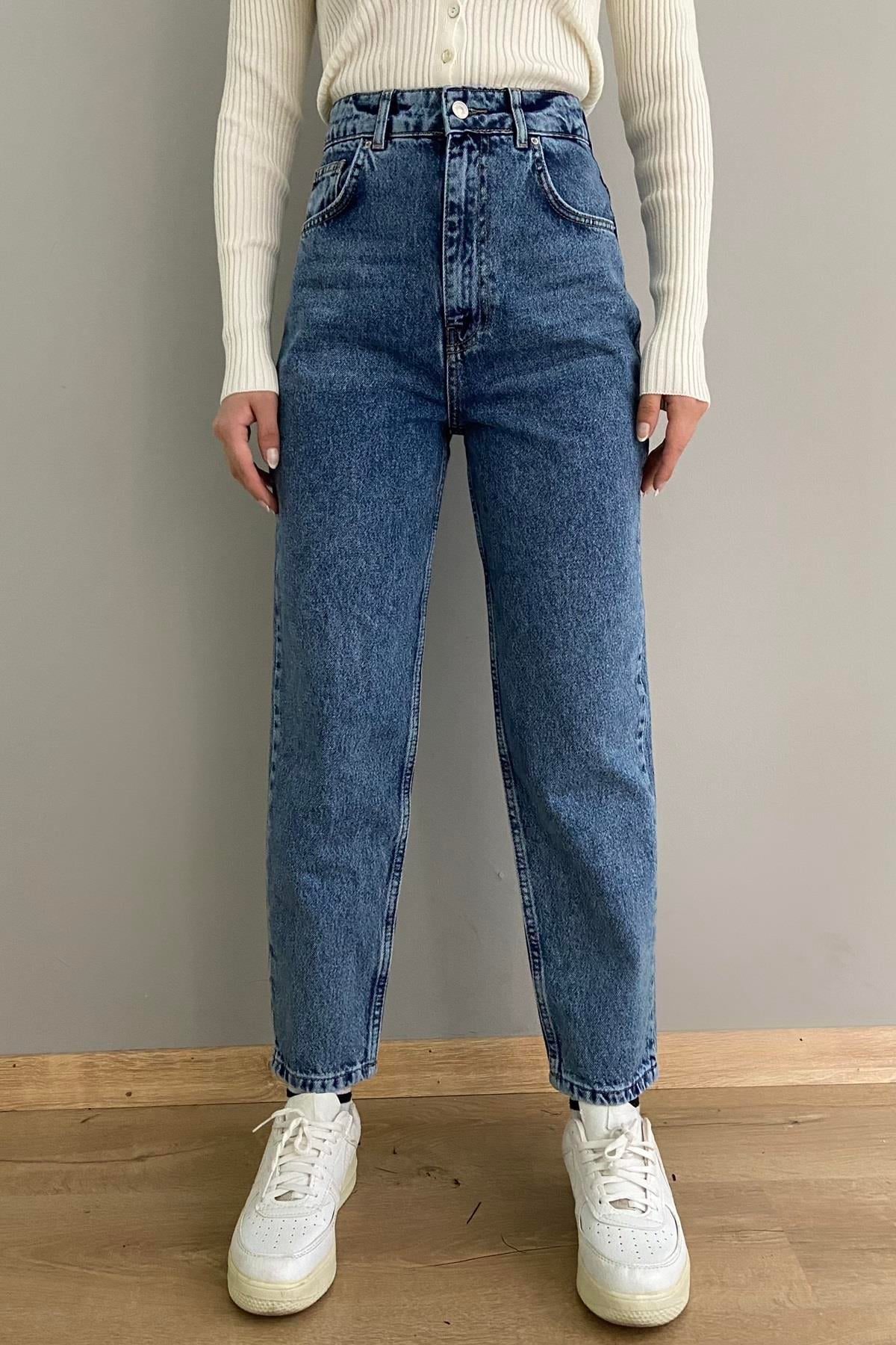 YÜKSEK BEL MOM PANTALON