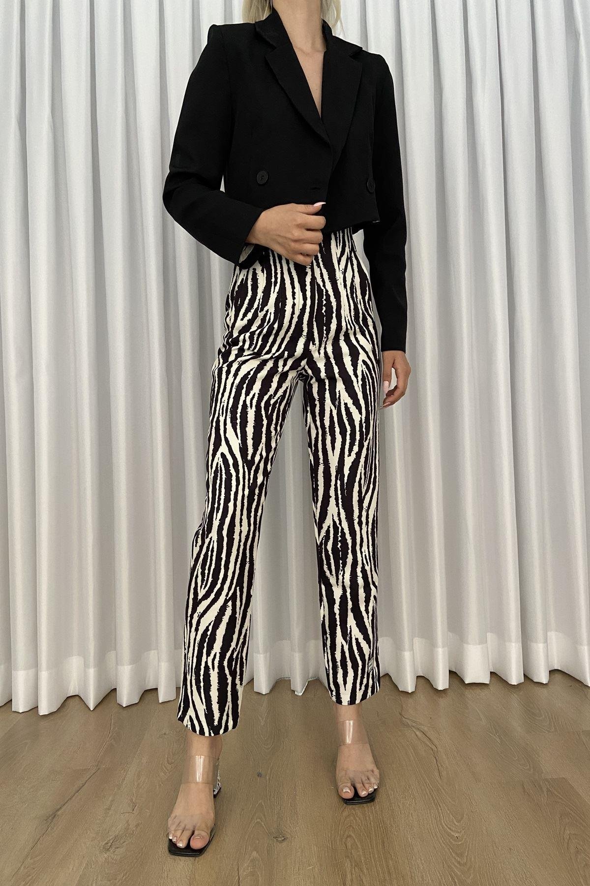 ZEBRA DESENLİ PENSLİ PANTOLON