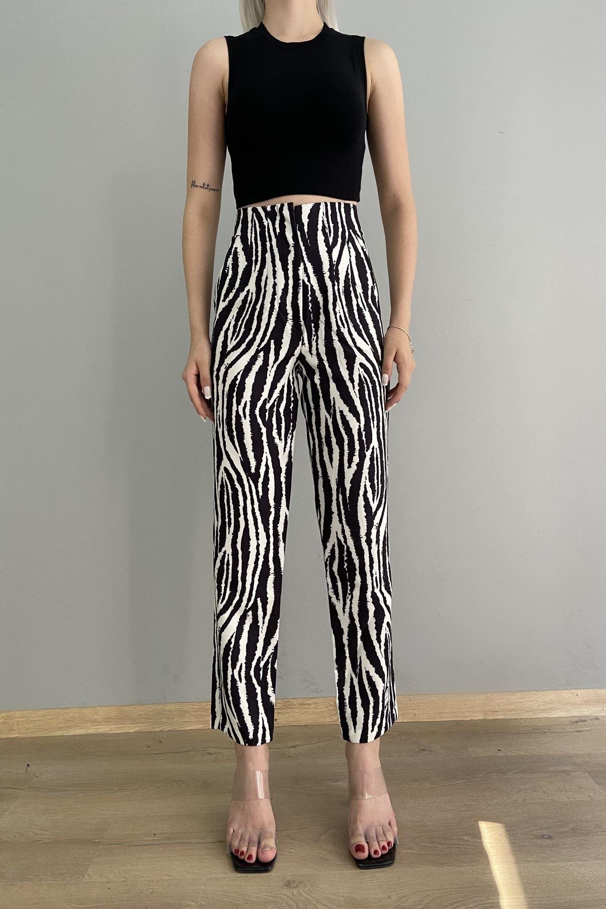 ZEBRA DESENLİ PENSLİ PANTOLON