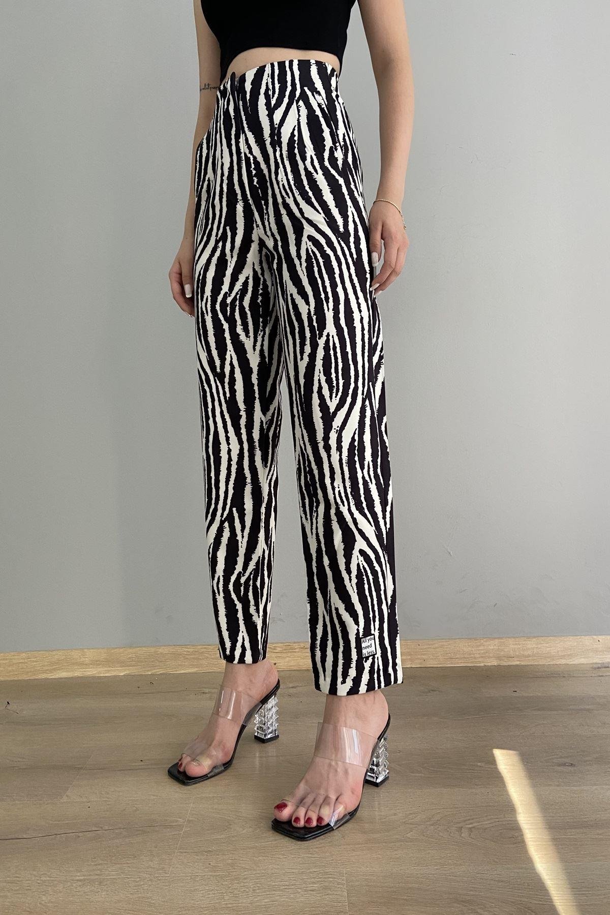 ZEBRA DESENLİ PENSLİ PANTOLON