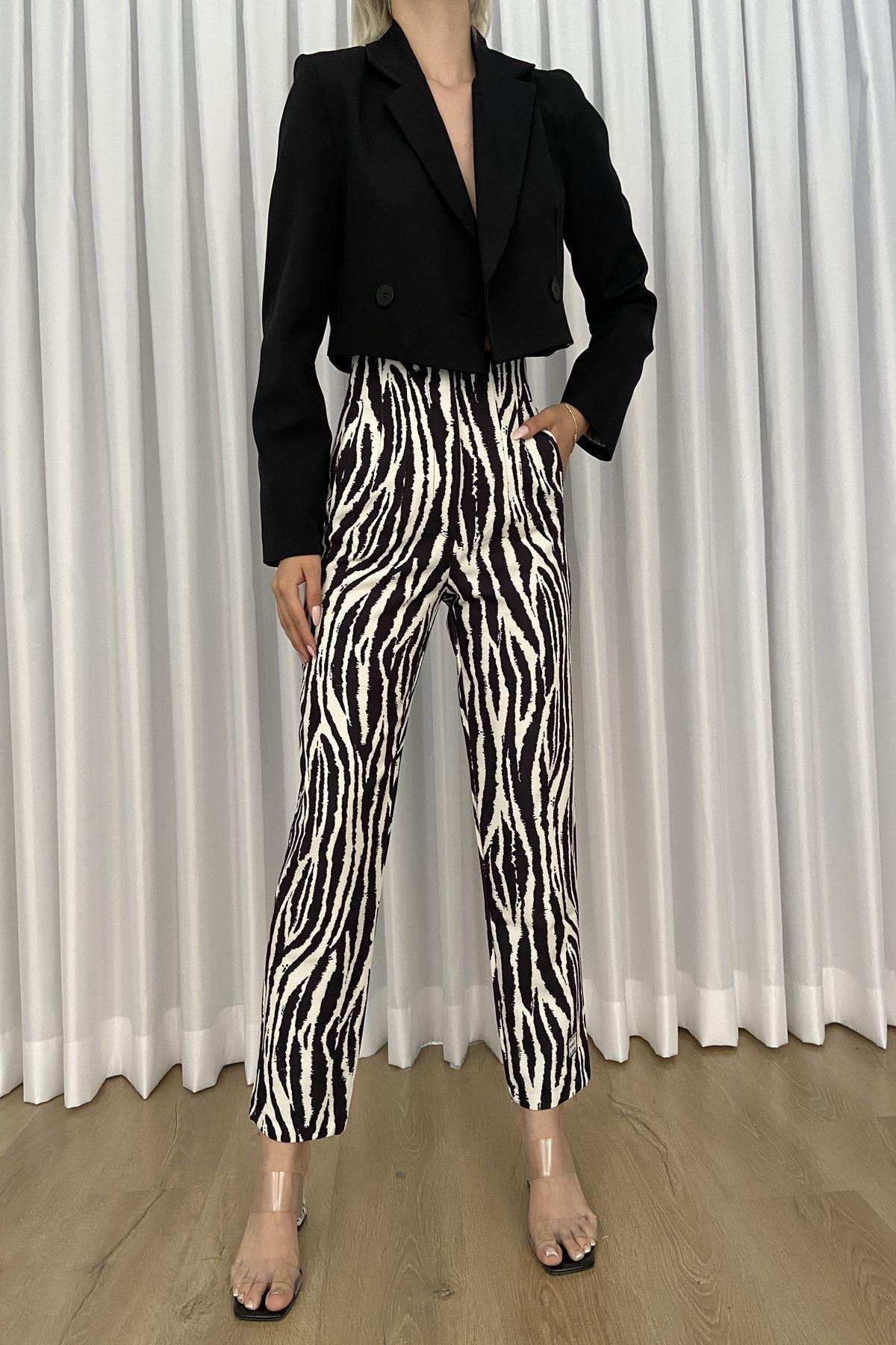 ZEBRA DESENLİ PENSLİ PANTOLON