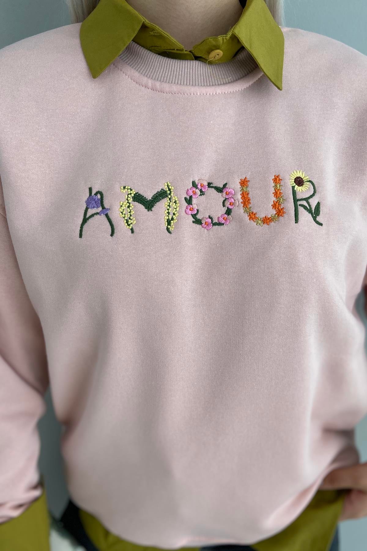 AMOUR NAKIŞLI SWEATSHIRT