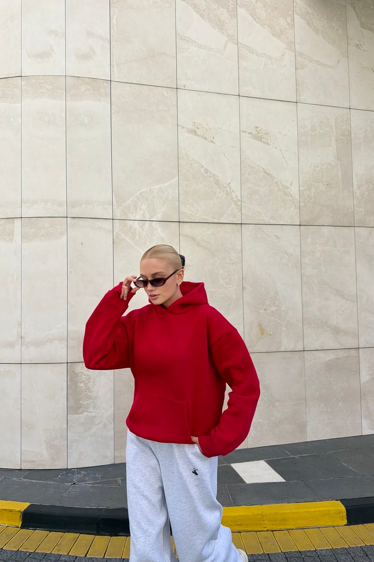 ANGEL TAŞ BASKI DETAY KAPŞONLU SWEATSHIRT