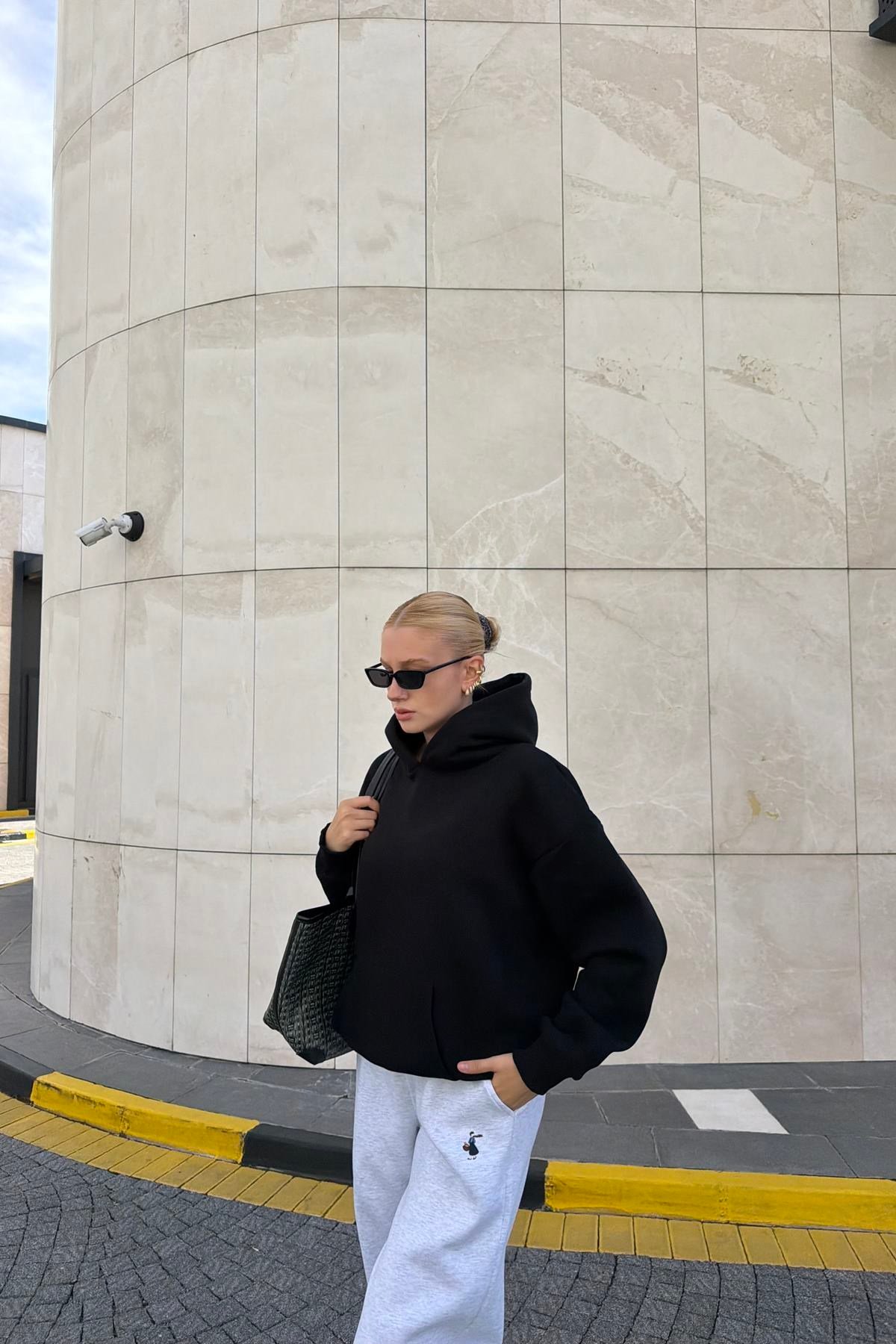 ANGEL TAŞ BASKI DETAY KAPŞONLU SWEATSHIRT