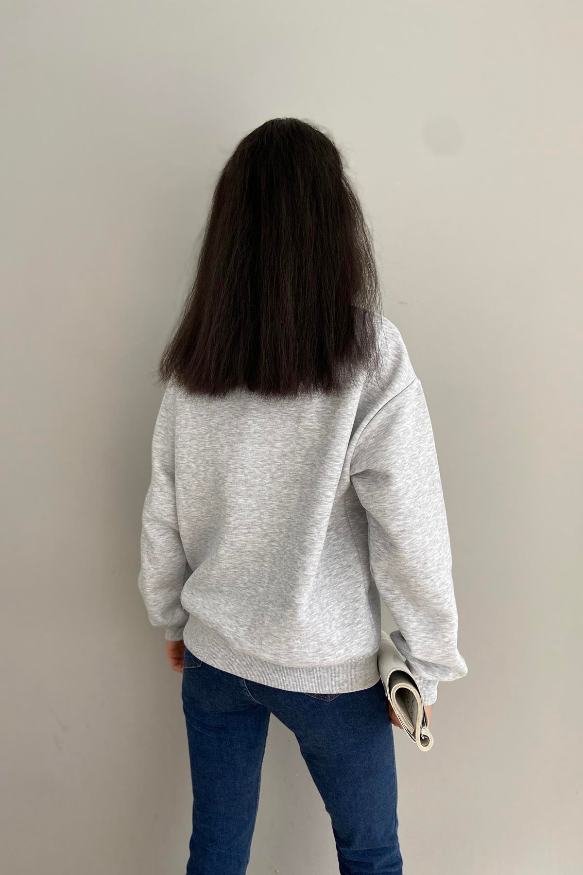BASKI DETAY SWEATSHIRT