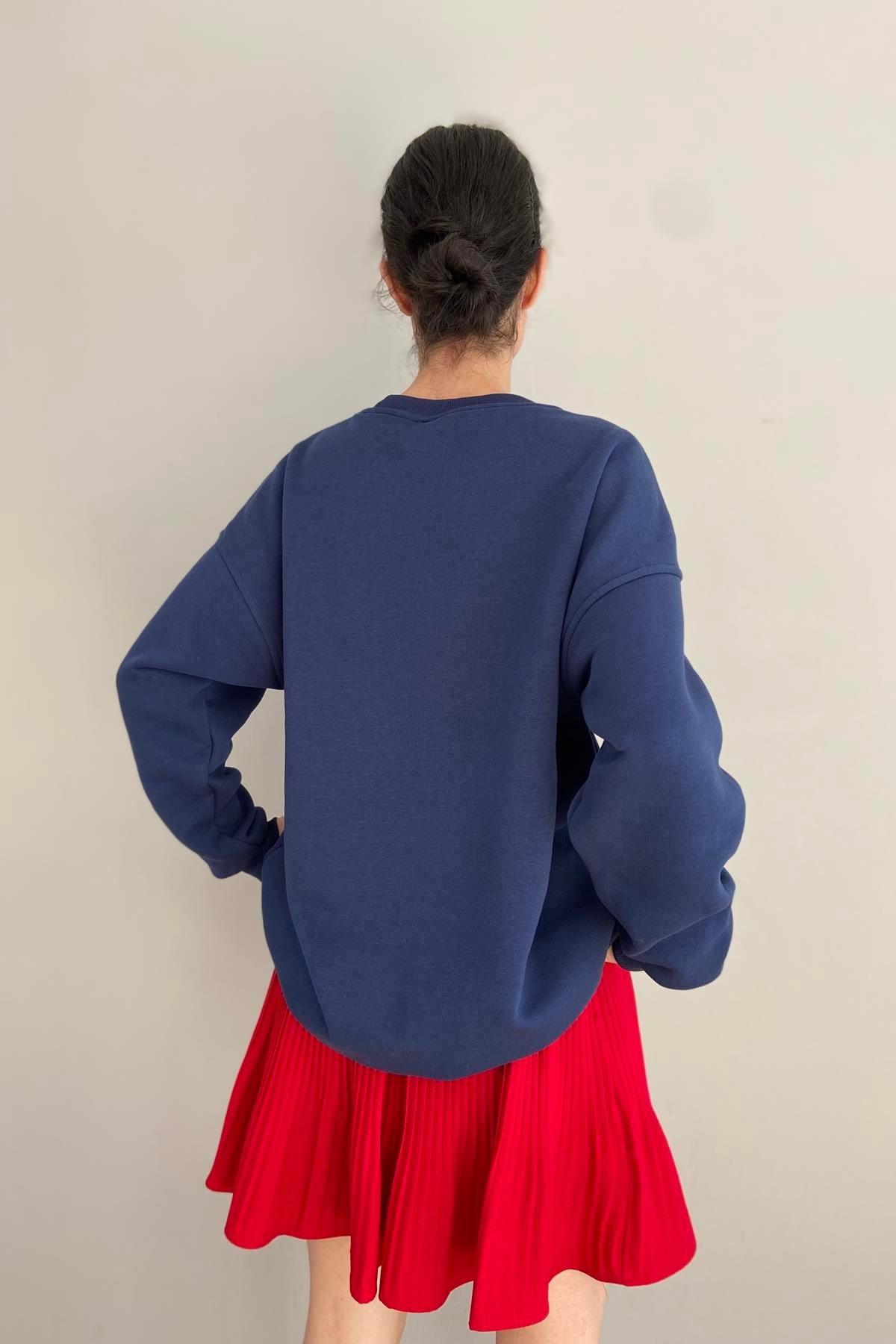 BASKI DETAY SWEATSHIRT