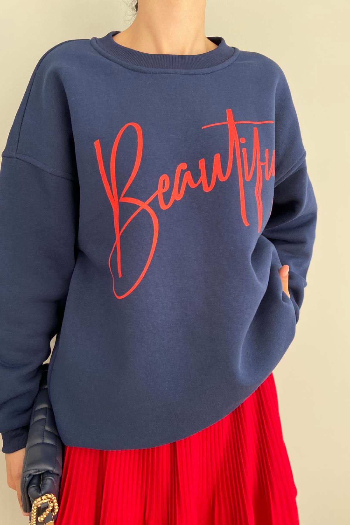BASKI DETAY SWEATSHIRT