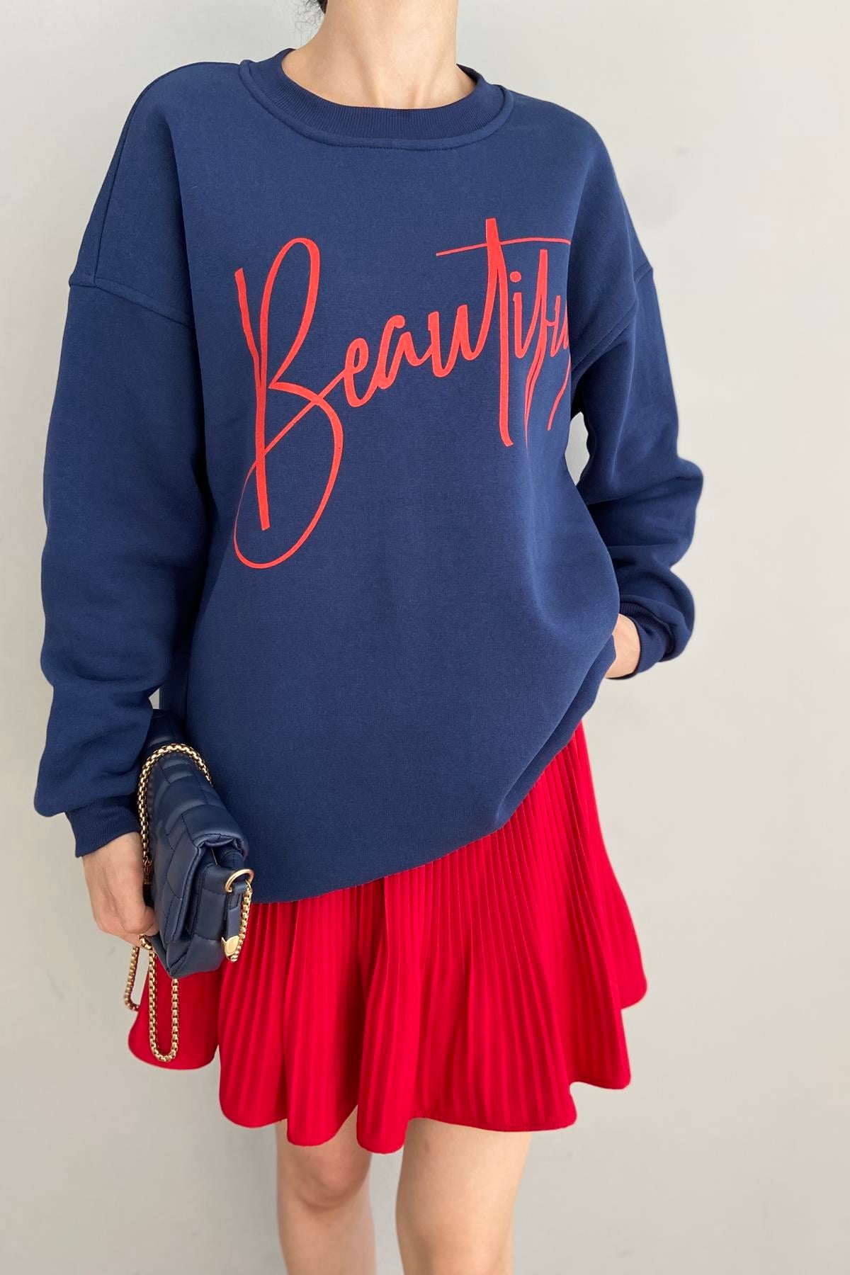 BASKI DETAY SWEATSHIRT