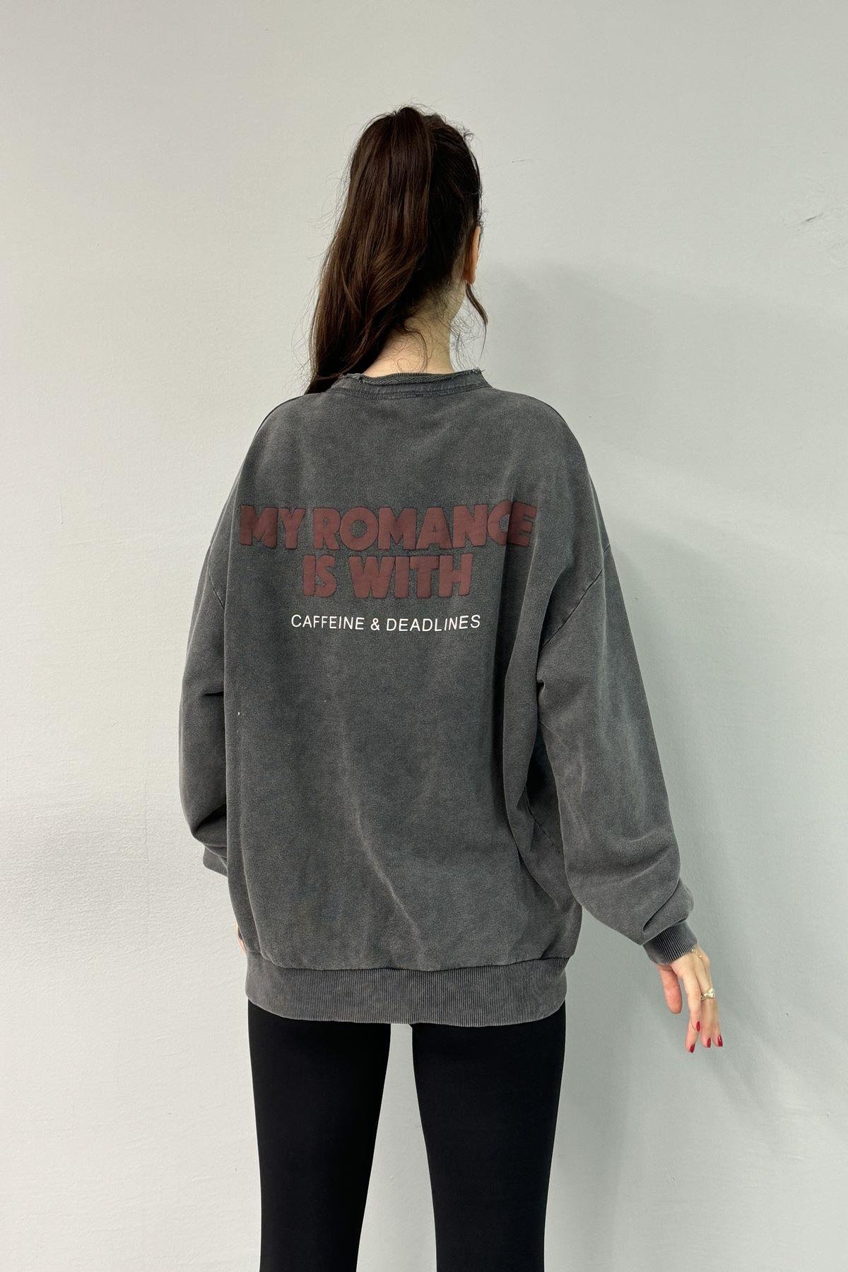 BASKI DETAY YIKAMALI SWEATSHIRT