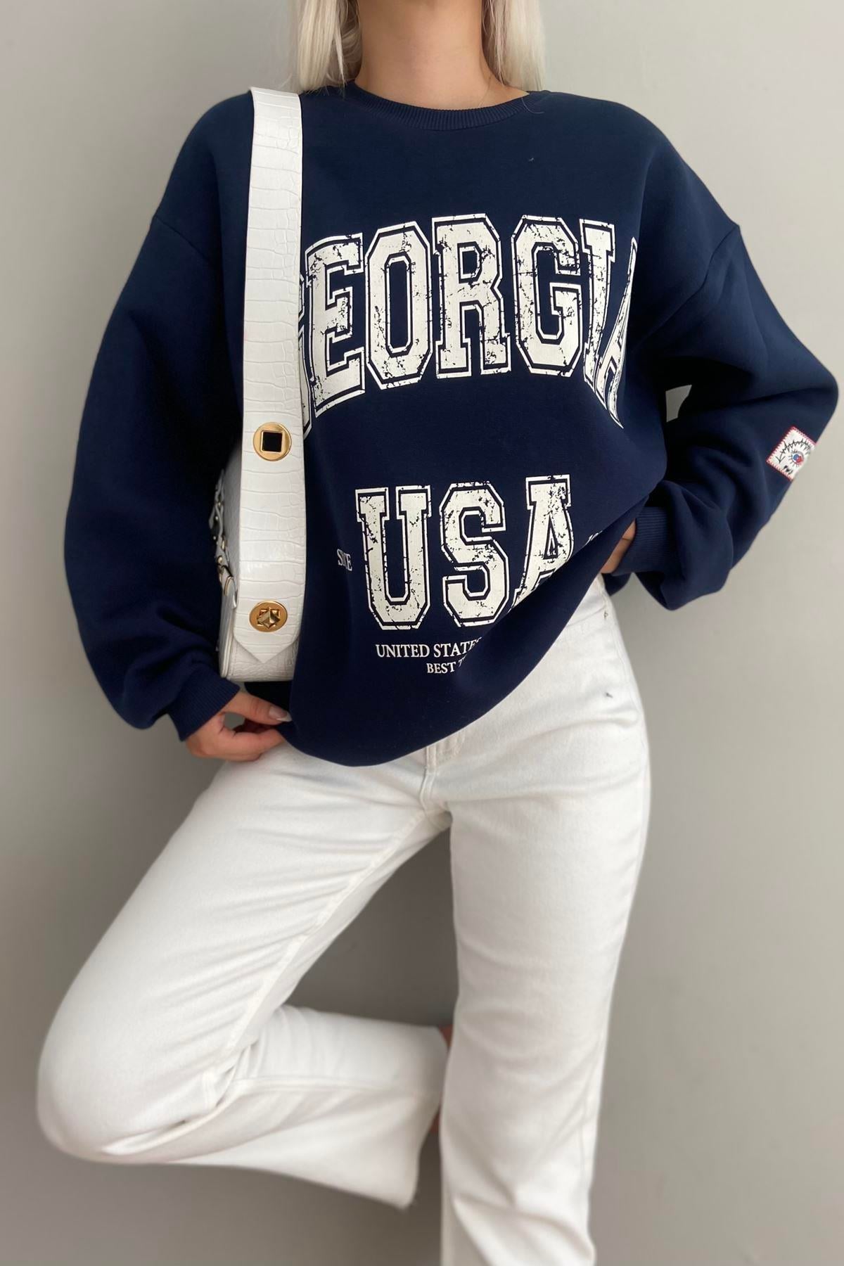 BASKI DETAYLI SWEATSHIRT