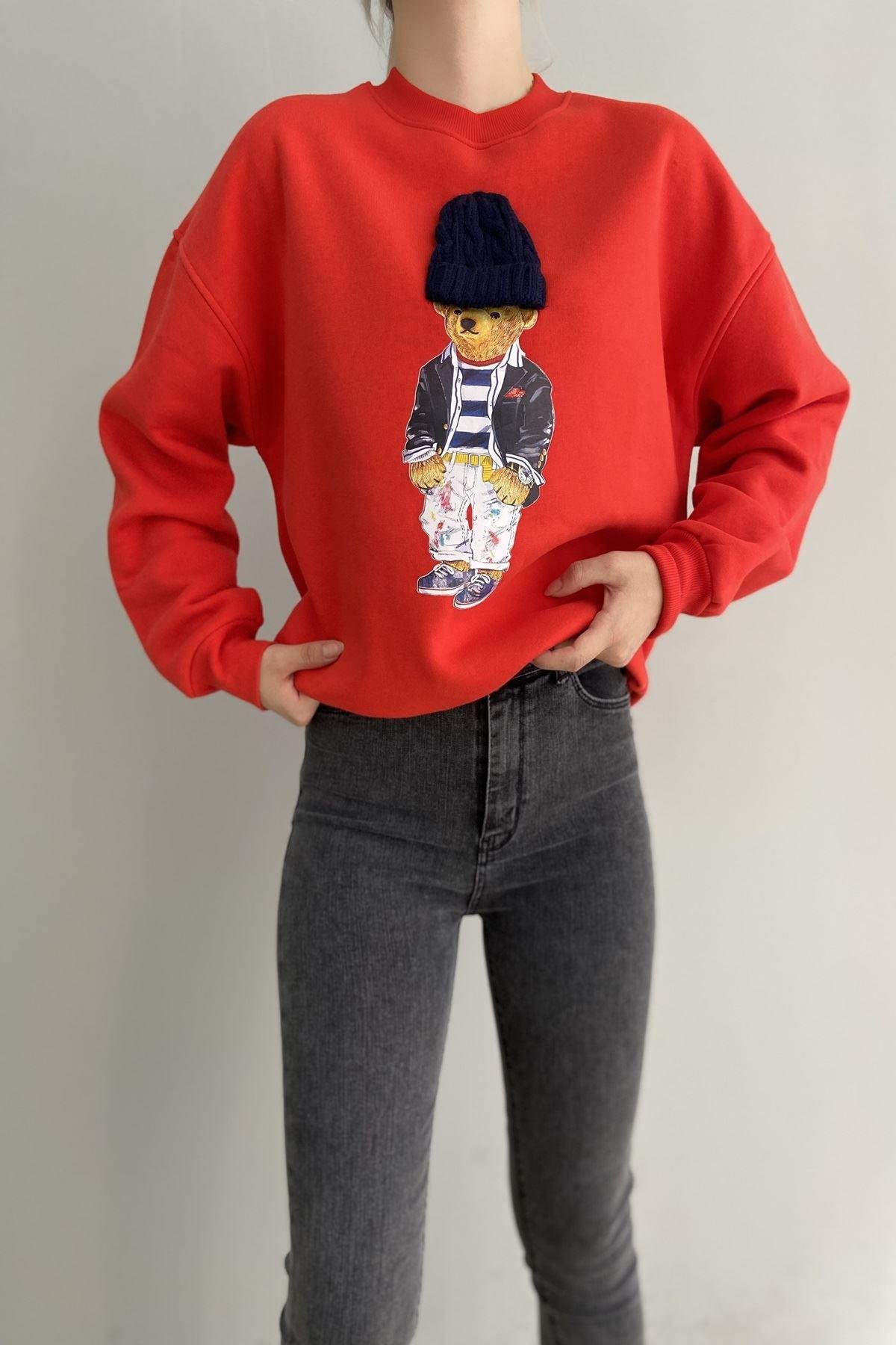 BERE AKSESUARLI BASKILI SWEAT