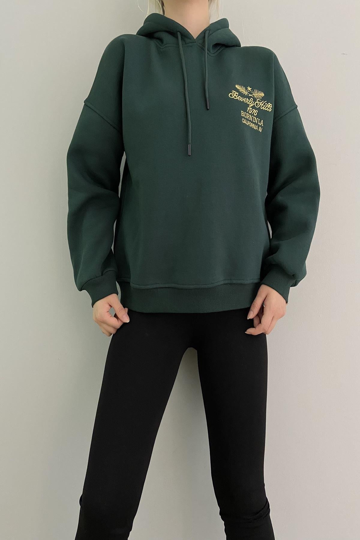 BEVERLY HILS NAKIŞLI KAPŞONLU SWEAT