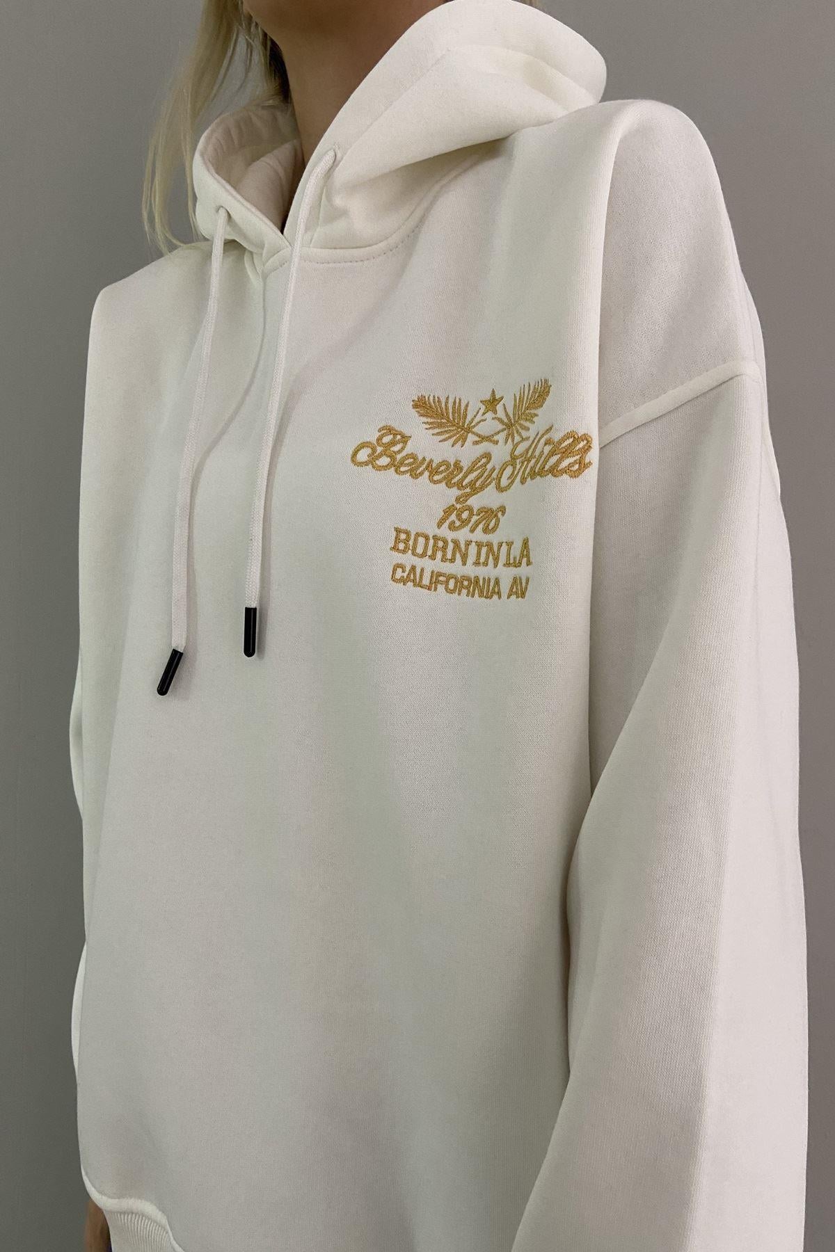BEVERLY HILS NAKIŞLI KAPŞONLU SWEAT