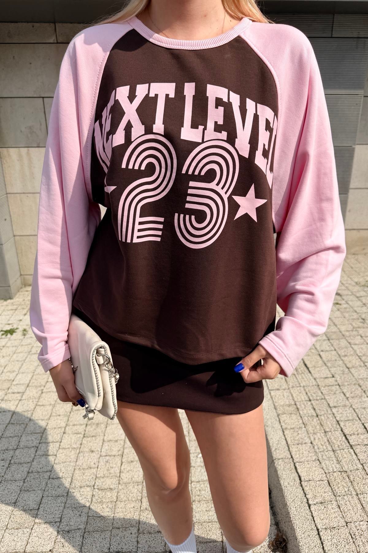 BİSİKLET YAKA BASKI DETAY GARNİLİ SWEAT